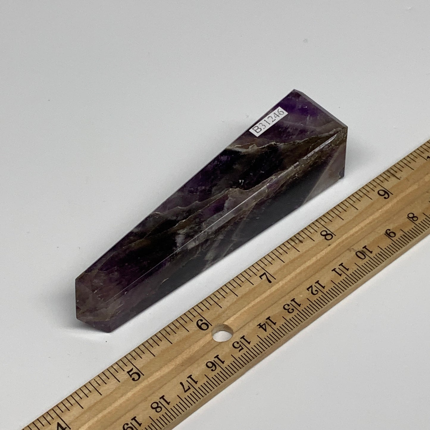 103.9g, 4"x0.9"x1" Natural Amethyst Tower Point Obelisk @Brazil, B31246
