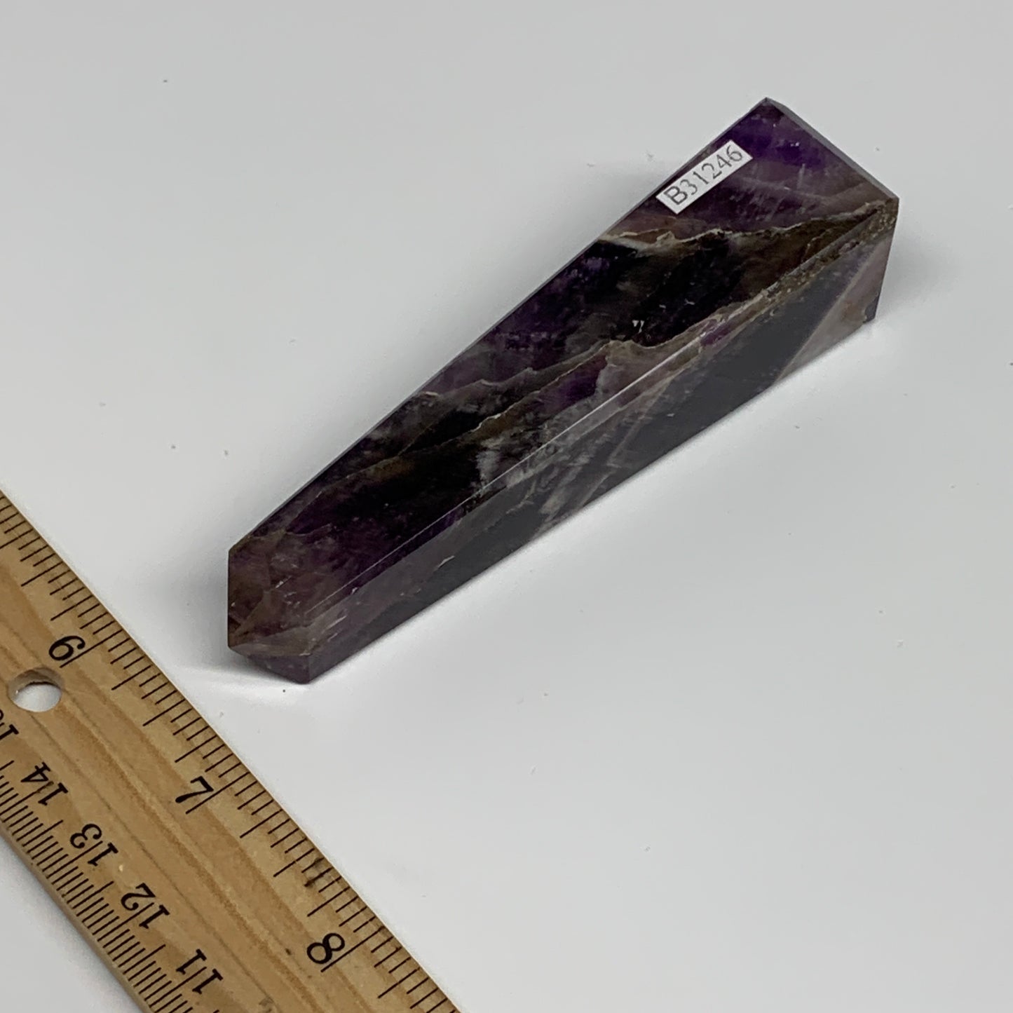 103.9g, 4"x0.9"x1" Natural Amethyst Tower Point Obelisk @Brazil, B31246