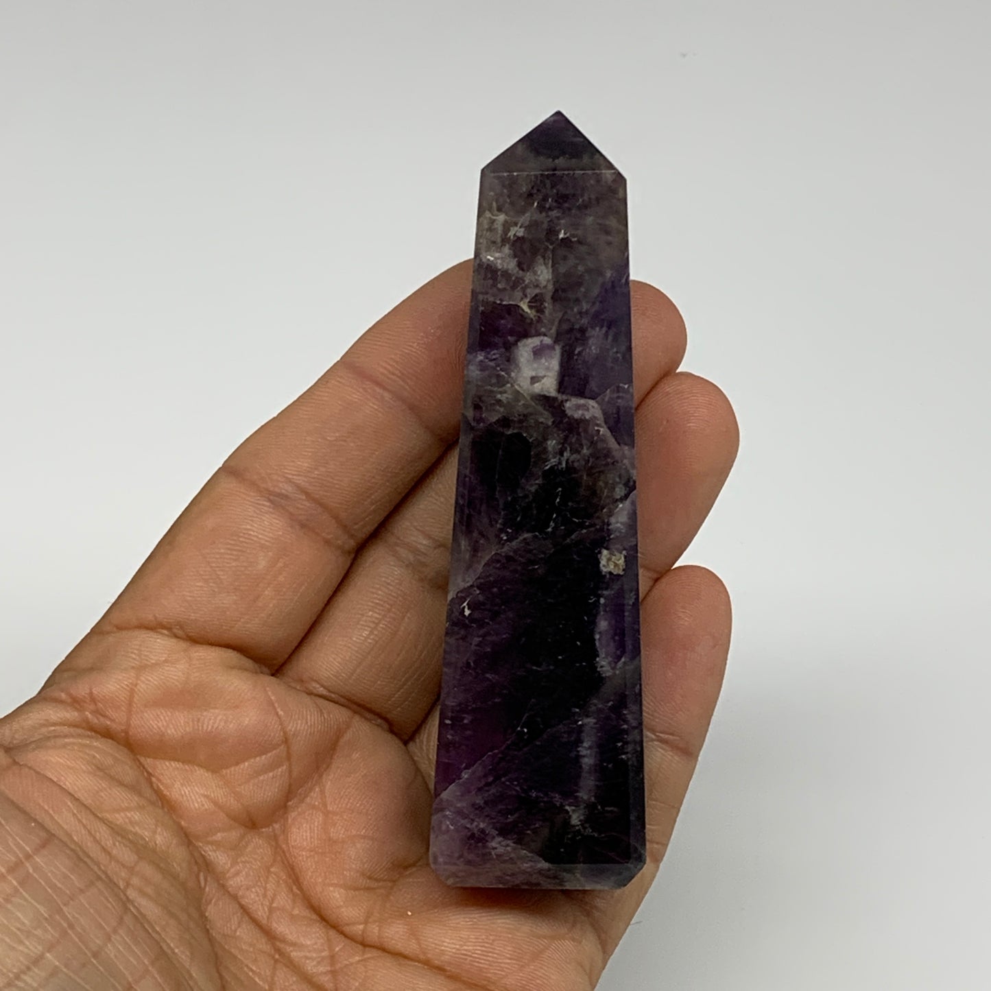 102g, 3.5"x0.9"x0.9" Natural Amethyst Tower Point Obelisk @Brazil, B31247