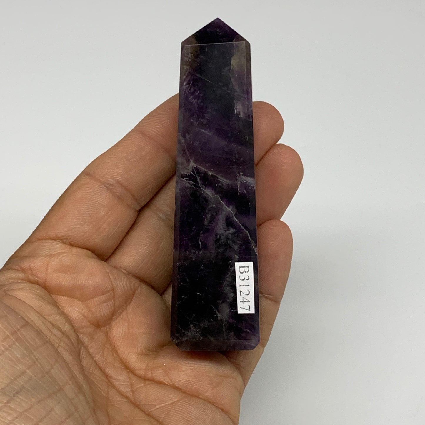 102g, 3.5"x0.9"x0.9" Natural Amethyst Tower Point Obelisk @Brazil, B31247