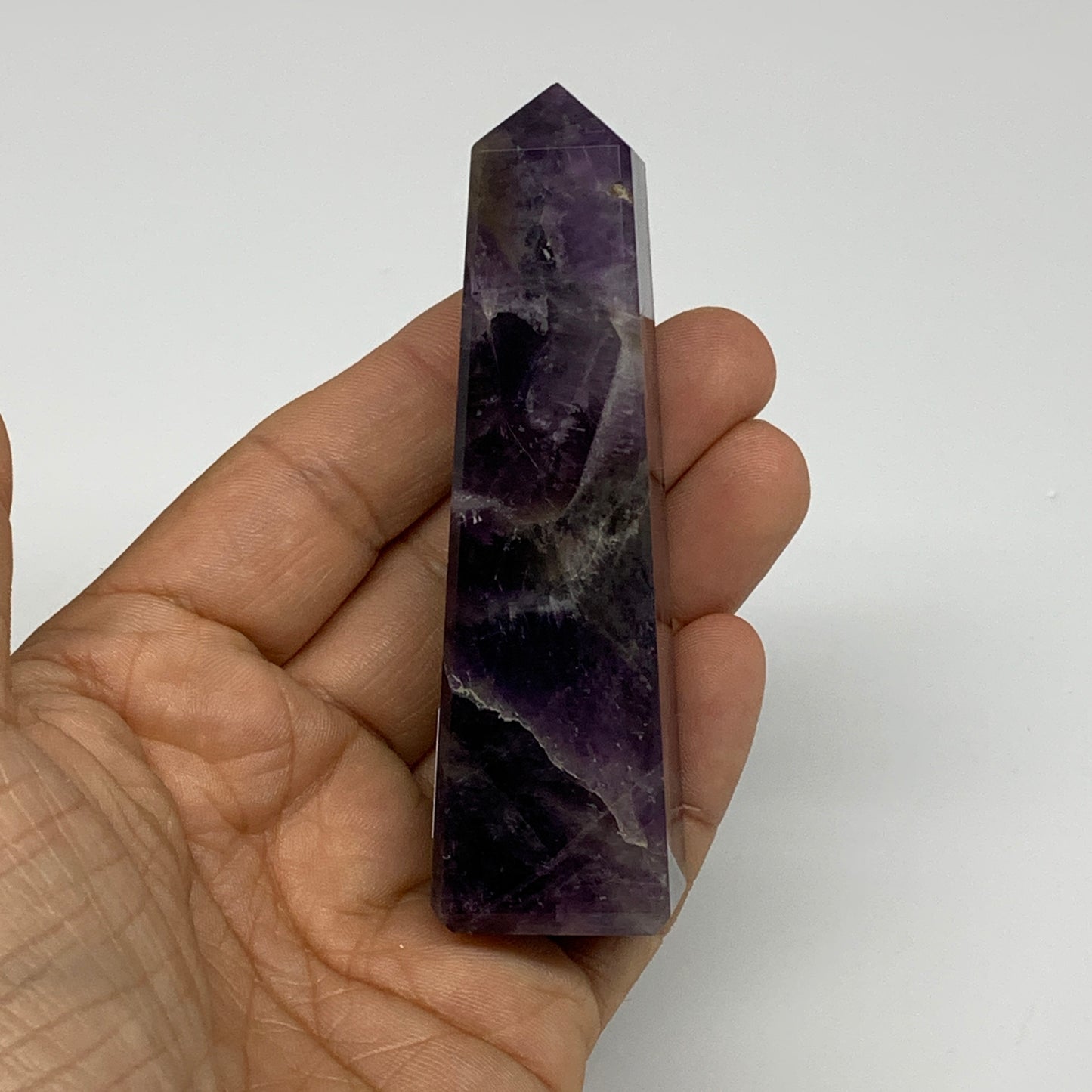 102g, 3.5"x0.9"x0.9" Natural Amethyst Tower Point Obelisk @Brazil, B31247