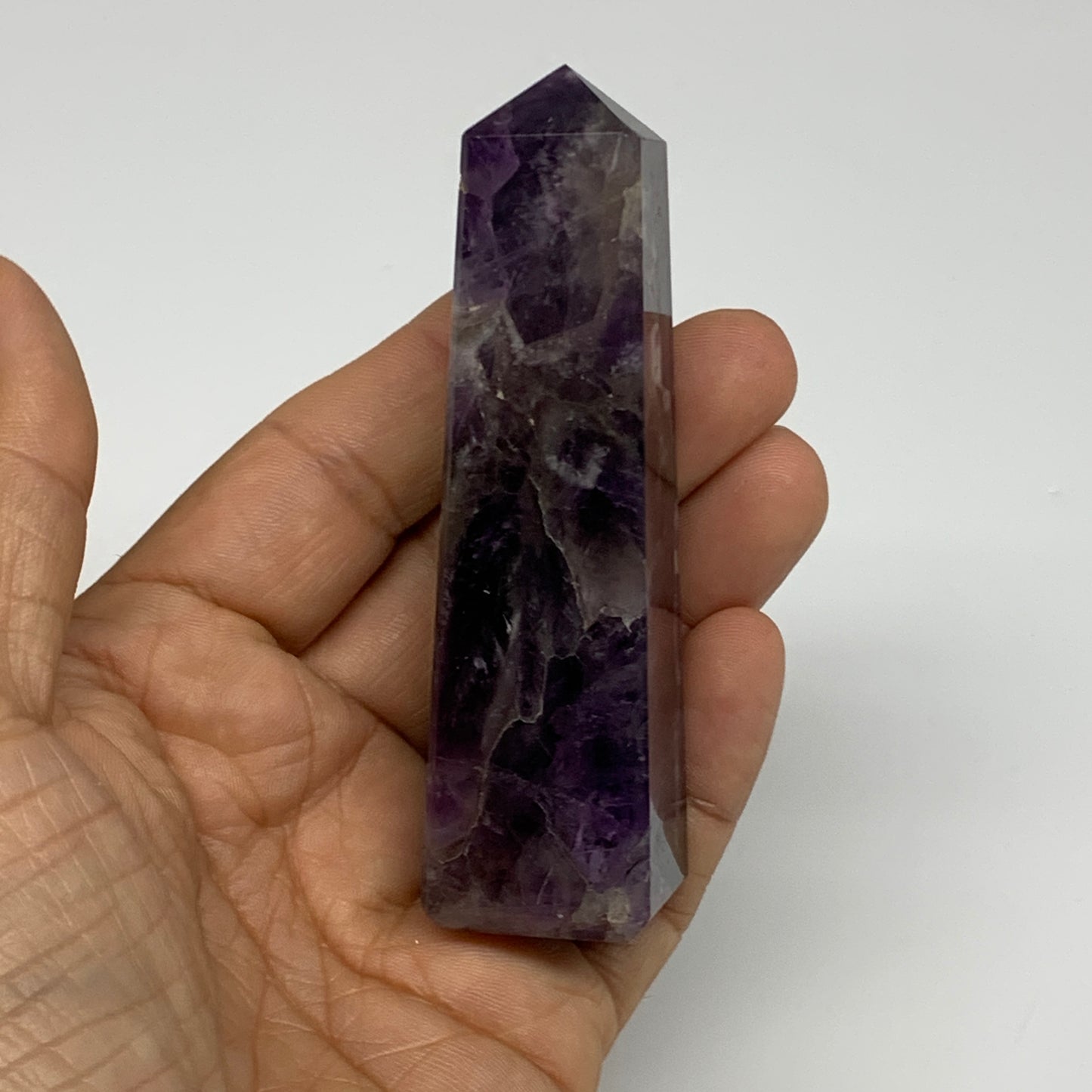 102g, 3.5"x0.9"x0.9" Natural Amethyst Tower Point Obelisk @Brazil, B31247
