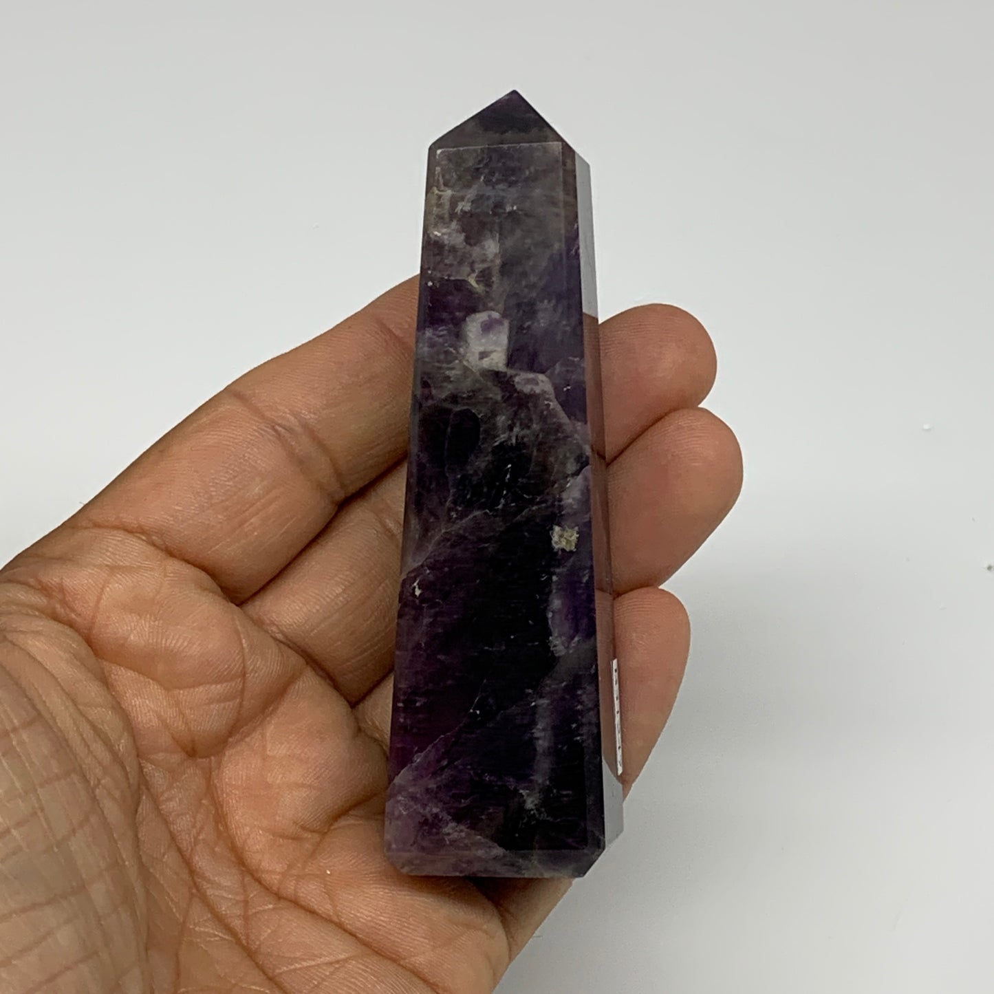 102g, 3.5"x0.9"x0.9" Natural Amethyst Tower Point Obelisk @Brazil, B31247