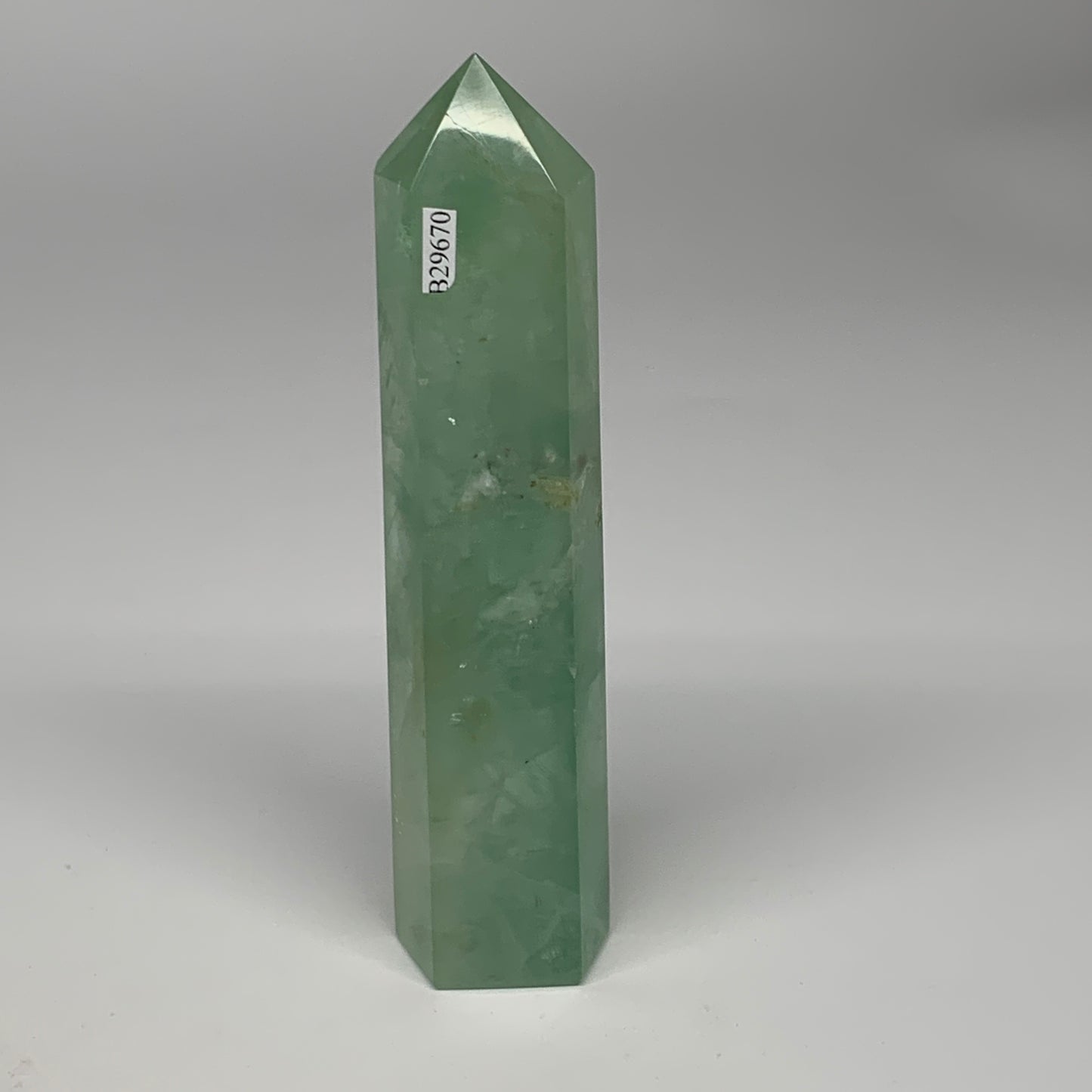 0.94 lbs, 6.6"x1.5"x1.2" Natural Fluorite Tower Obelisk Point Crystal, B29670