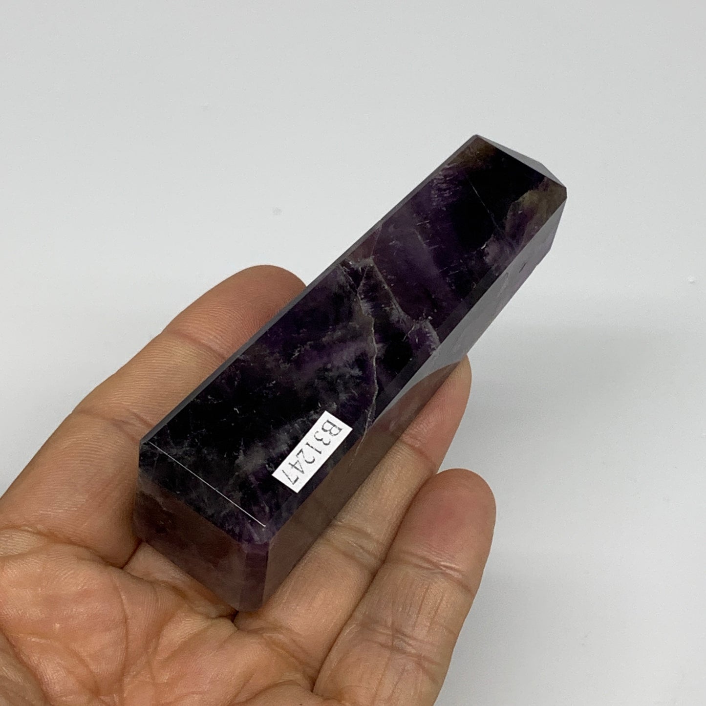102g, 3.5"x0.9"x0.9" Natural Amethyst Tower Point Obelisk @Brazil, B31247