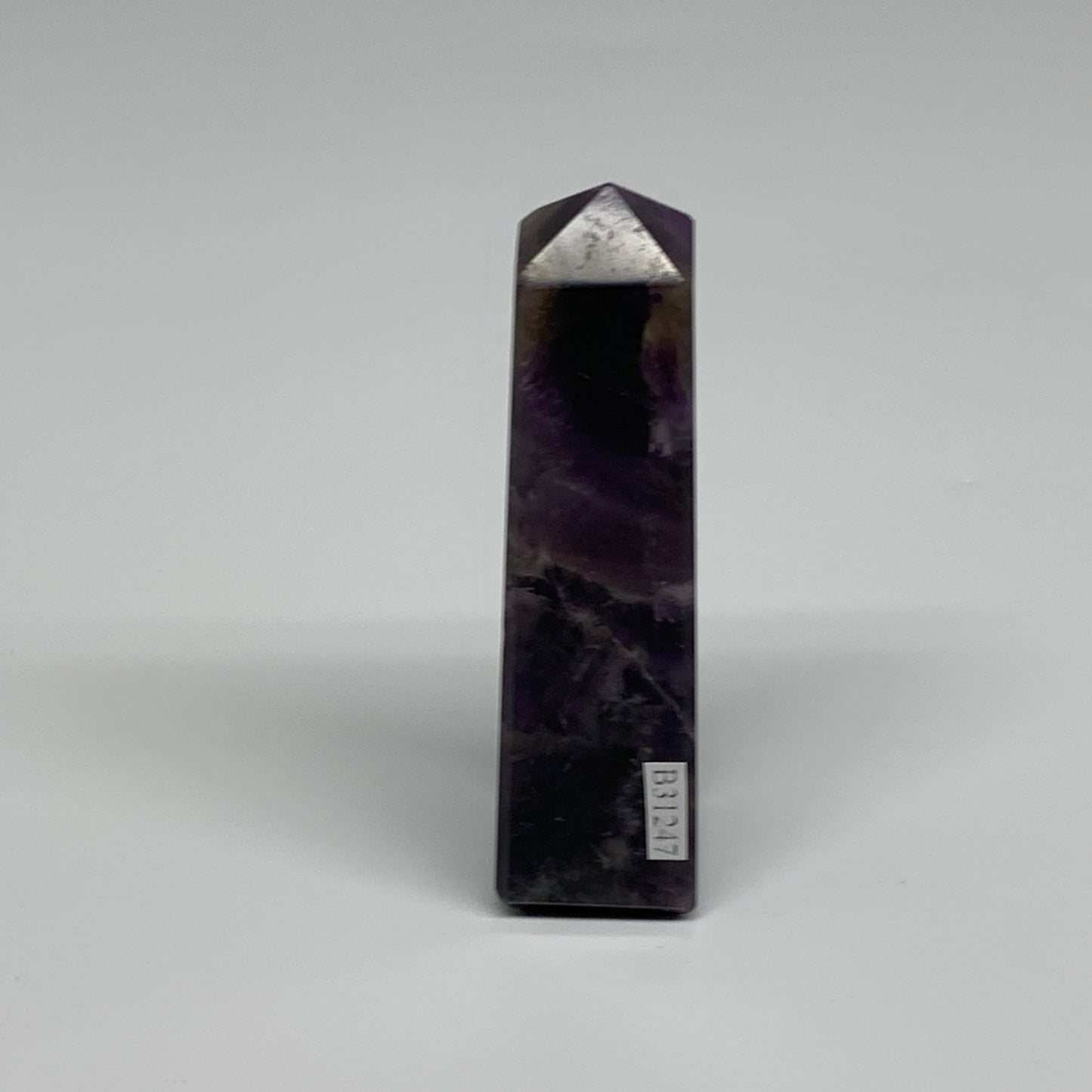 102g, 3.5"x0.9"x0.9" Natural Amethyst Tower Point Obelisk @Brazil, B31247