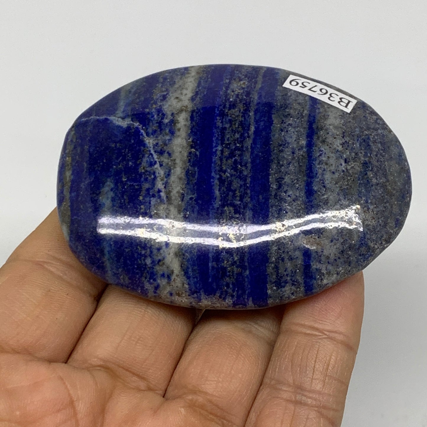105.5g, 2.7"x2"x0.7", Natural Lapis Lazuli Palm Stone @Afghanistan, B36759