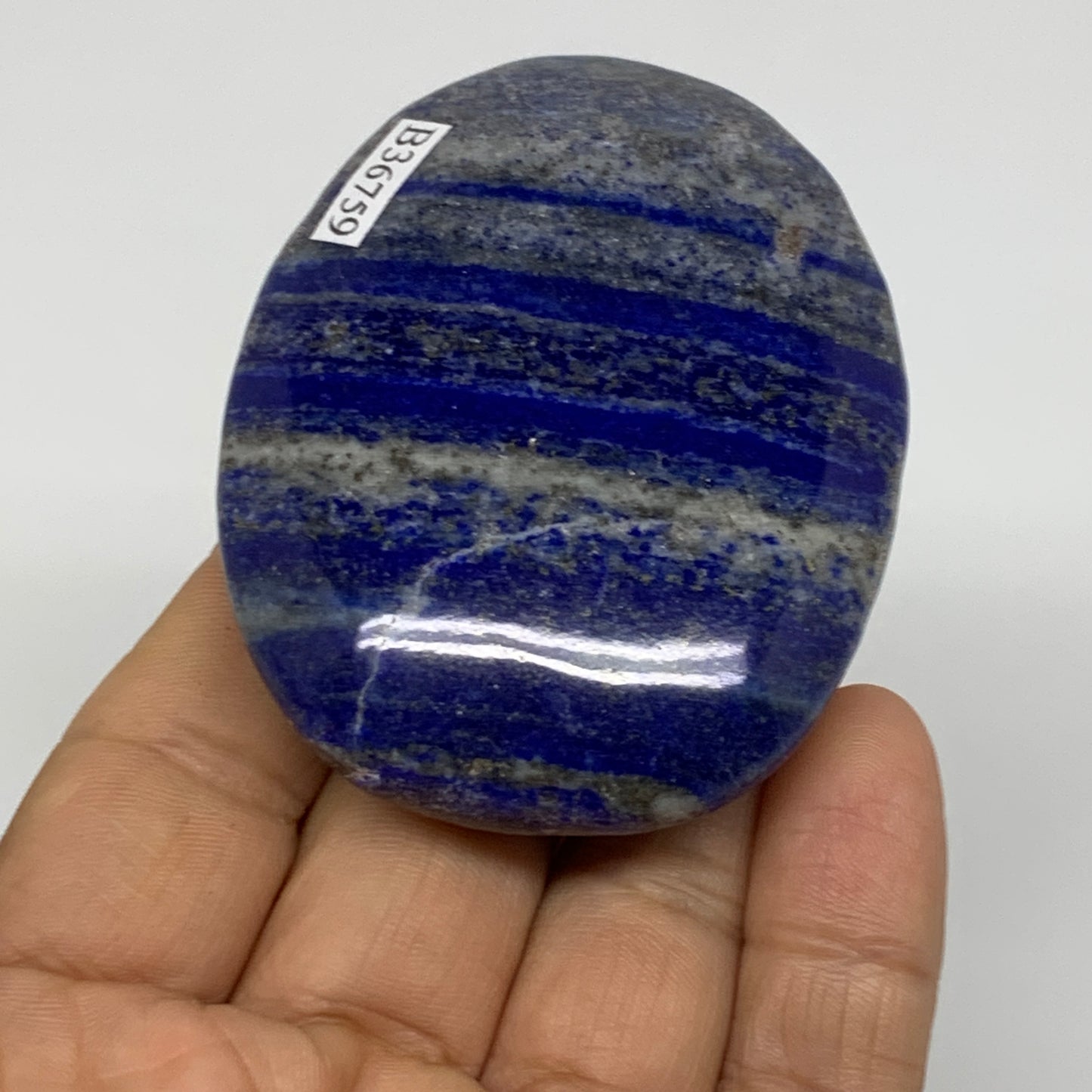 105.5g, 2.7"x2"x0.7", Natural Lapis Lazuli Palm Stone @Afghanistan, B36759
