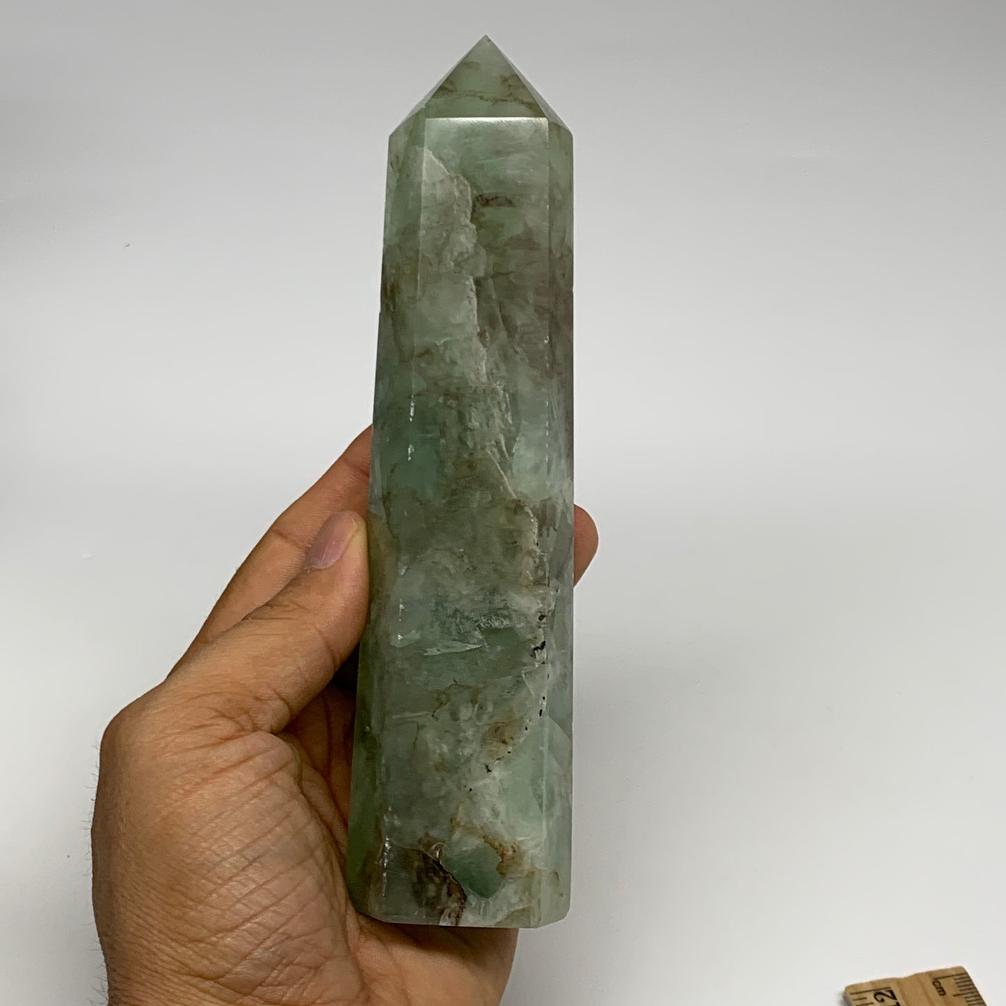 1.02 lbs, 6.4"x1.5"x1.3" Natural Fluorite Tower Obelisk Point Crystal, B29671