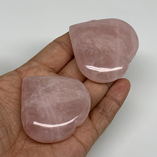 135g, 2"-2.1", 2pcs,  Rose Quartz Heart Healing Crystal @Madagascar, B34580