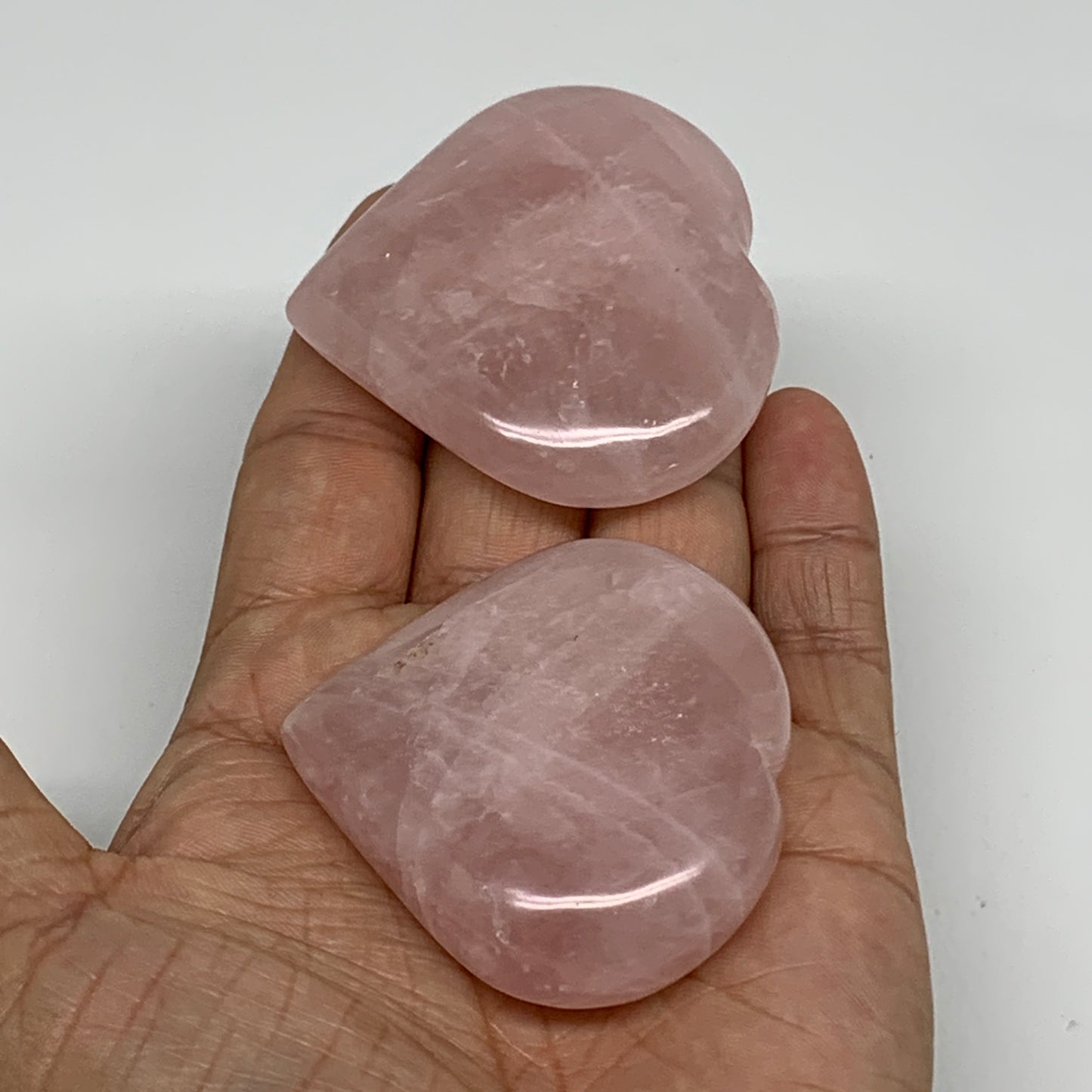135g, 2"-2.1", 2pcs,  Rose Quartz Heart Healing Crystal @Madagascar, B34580