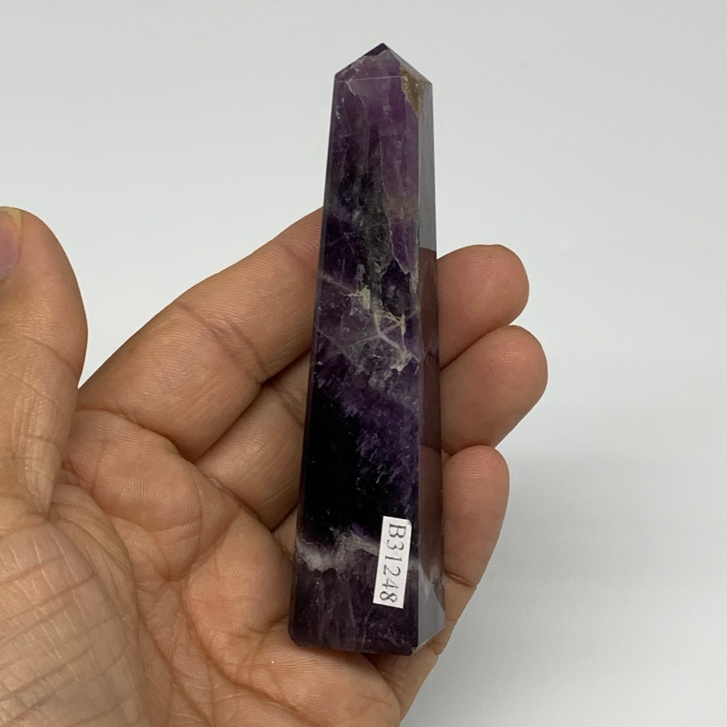 71.5g, 3.7"x0.8"x0.8" Natural Amethyst Tower Point Obelisk @Brazil, B31248