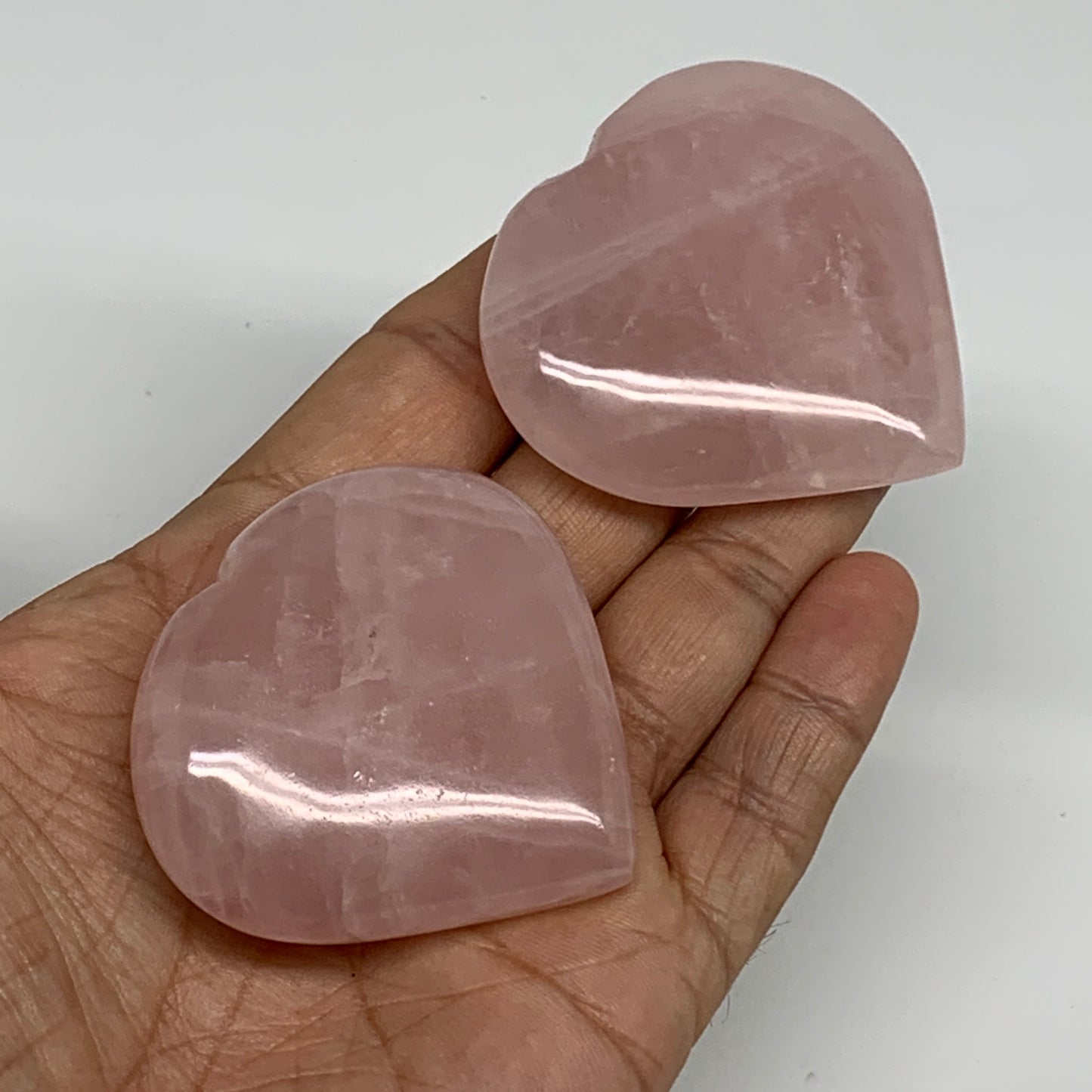 135g, 2"-2.1", 2pcs,  Rose Quartz Heart Healing Crystal @Madagascar, B34580