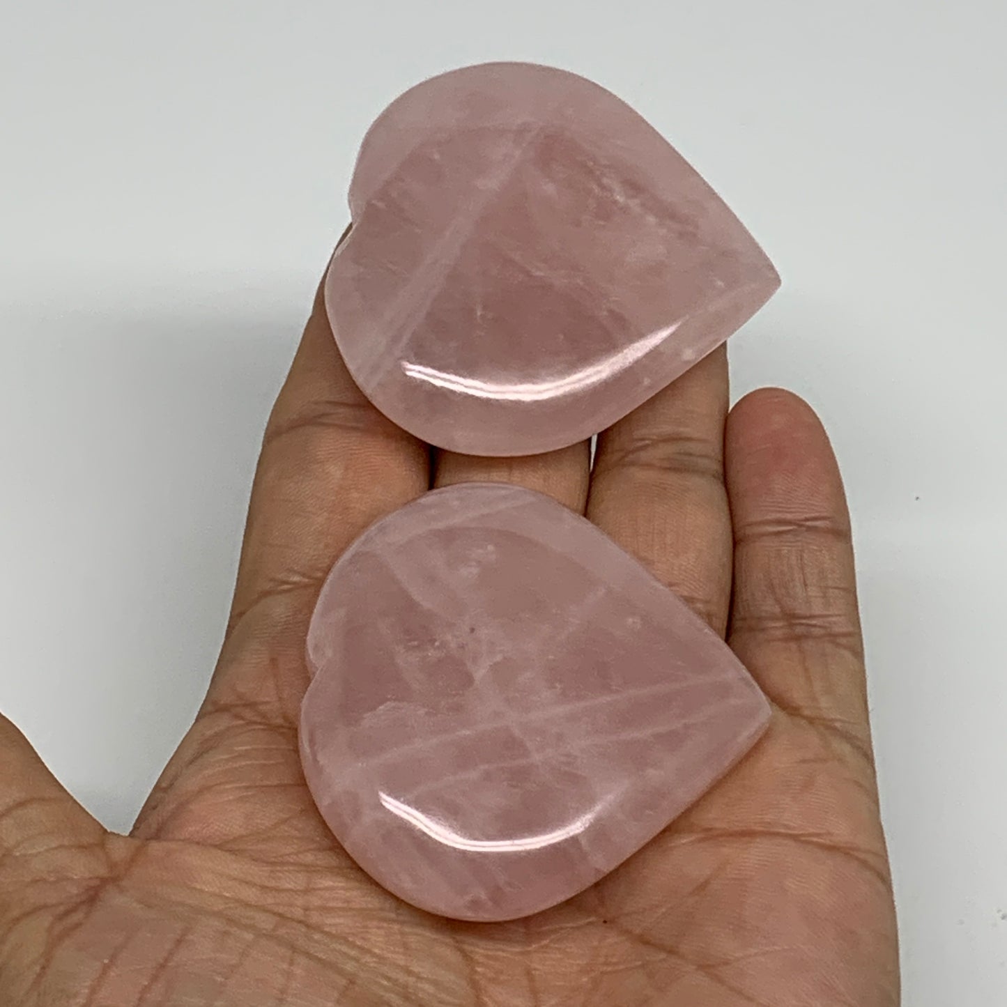 135g, 2"-2.1", 2pcs,  Rose Quartz Heart Healing Crystal @Madagascar, B34580