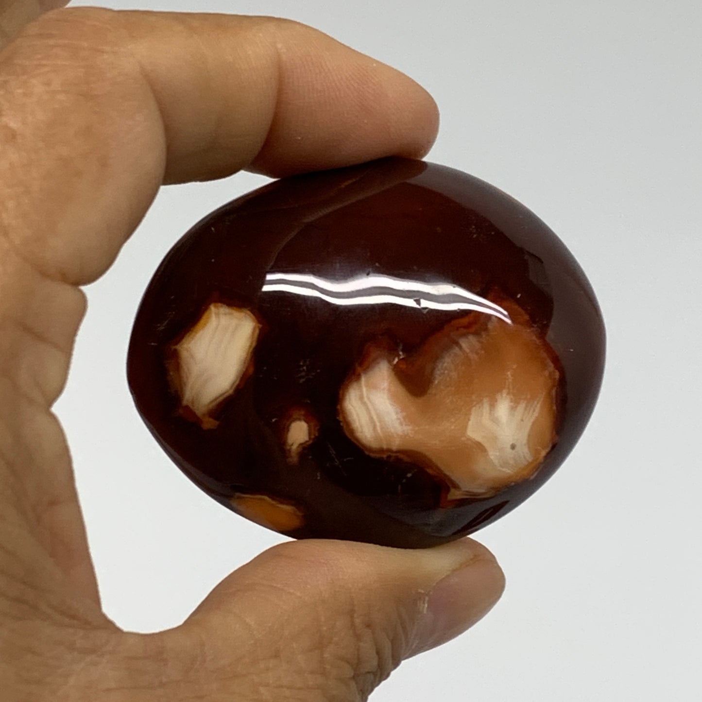 218g, 1.8"-2", 3pcs, Red Carnelian Palm-Stone Gem Crystal Polished, B37617