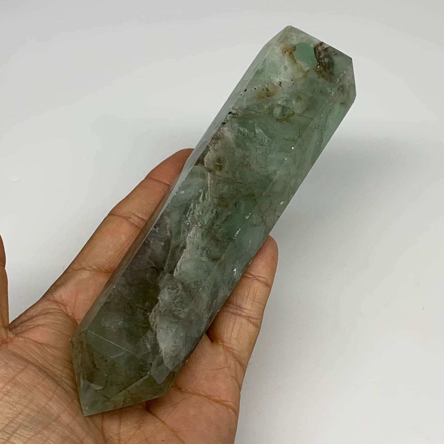 1.02 lbs, 6.4"x1.5"x1.3" Natural Fluorite Tower Obelisk Point Crystal, B29671