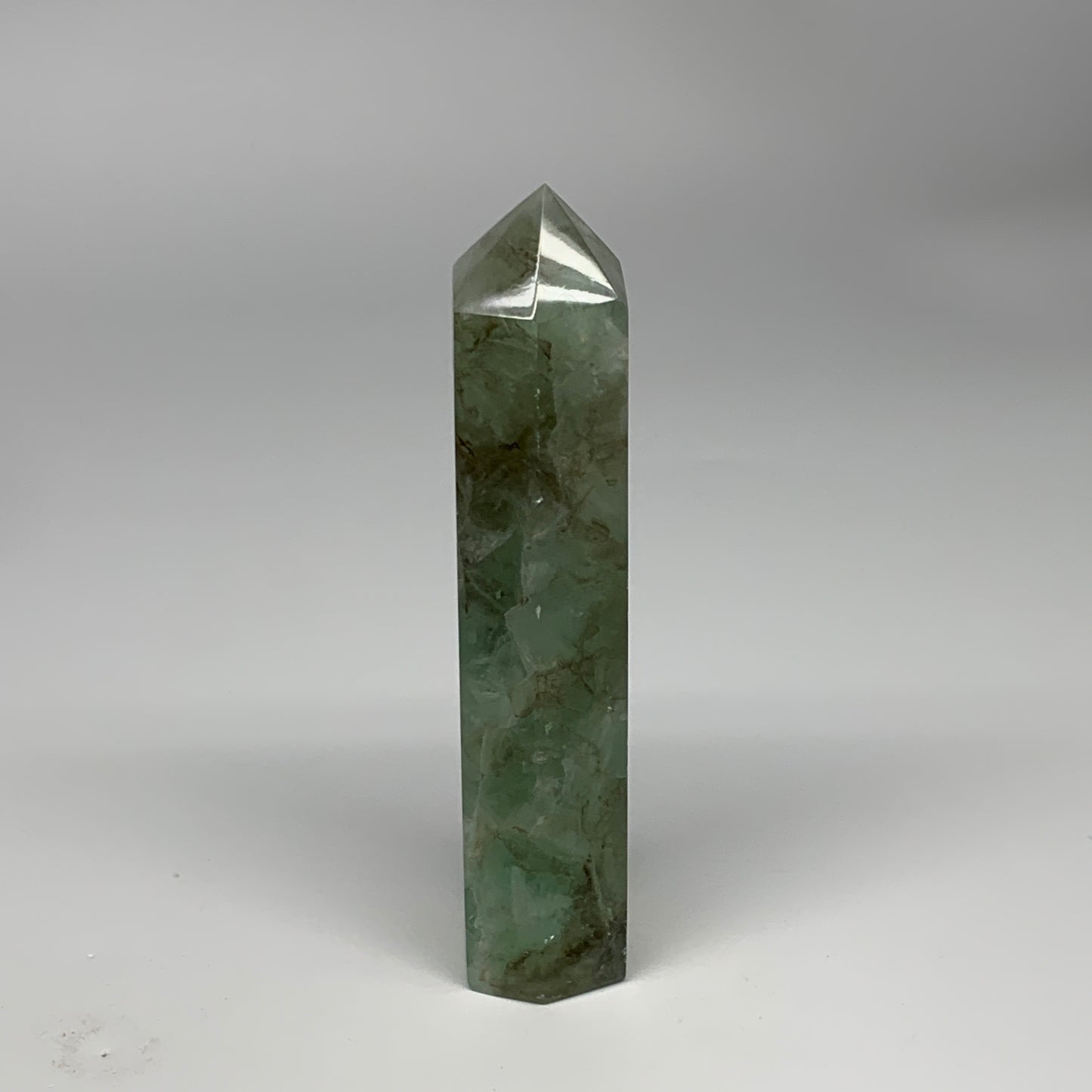 1.02 lbs, 6.4"x1.5"x1.3" Natural Fluorite Tower Obelisk Point Crystal, B29671