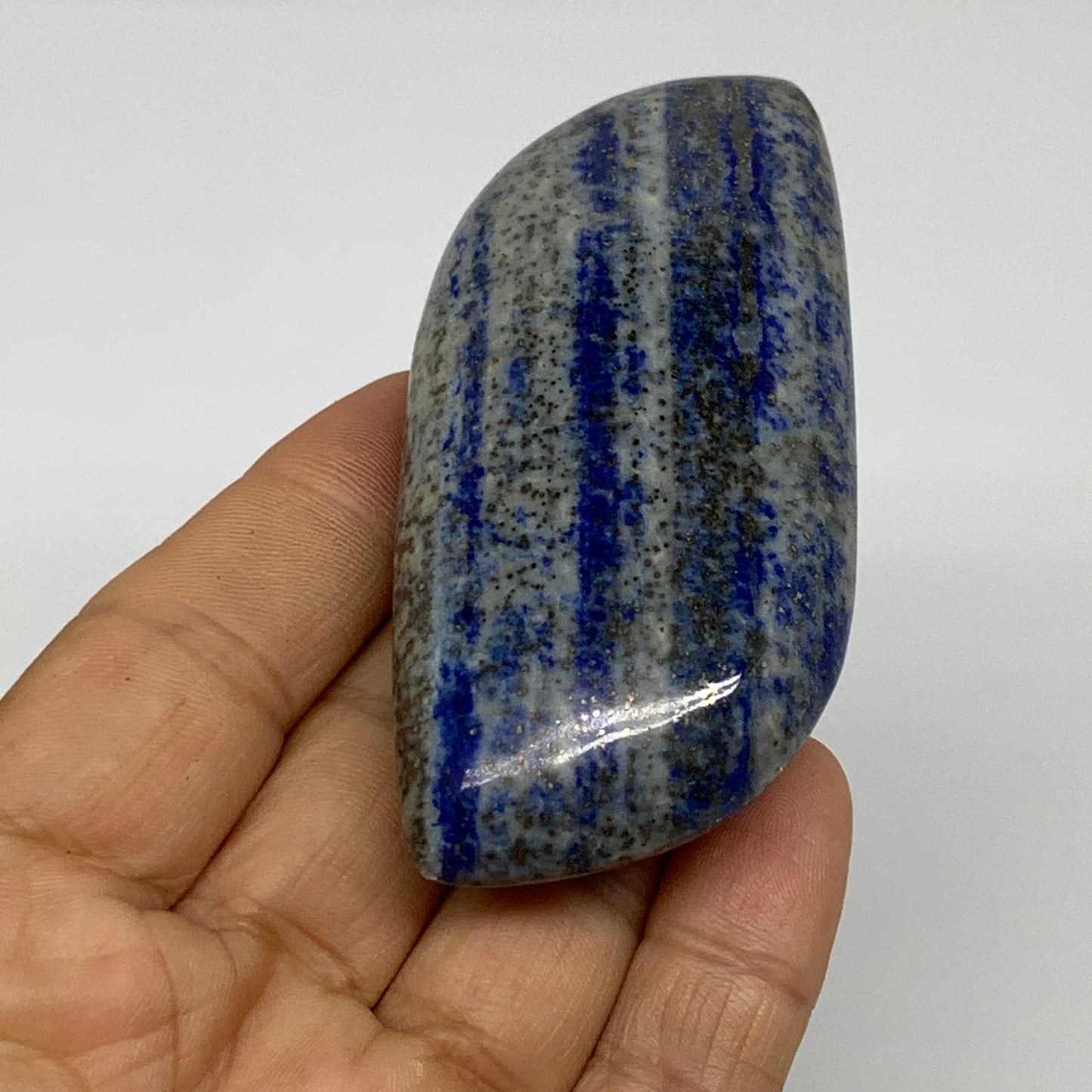 109.9g, 3.1"x1.5"x0.9", Natural Lapis Lazuli Palm Stone @Afghanistan, B36711