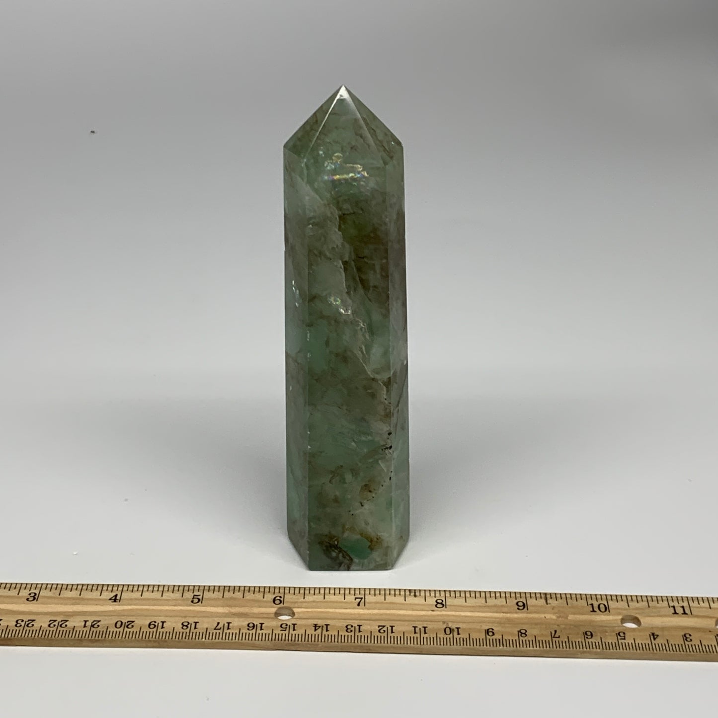1.02 lbs, 6.4"x1.5"x1.3" Natural Fluorite Tower Obelisk Point Crystal, B29671