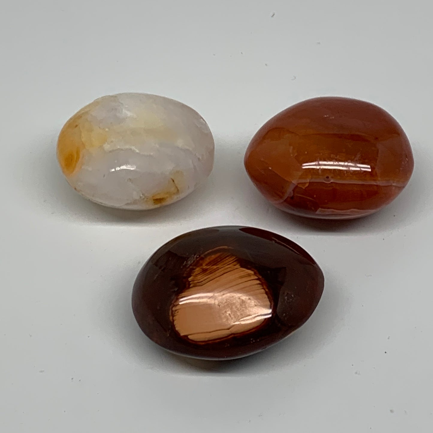 218g, 1.8"-2", 3pcs, Red Carnelian Palm-Stone Gem Crystal Polished, B37617
