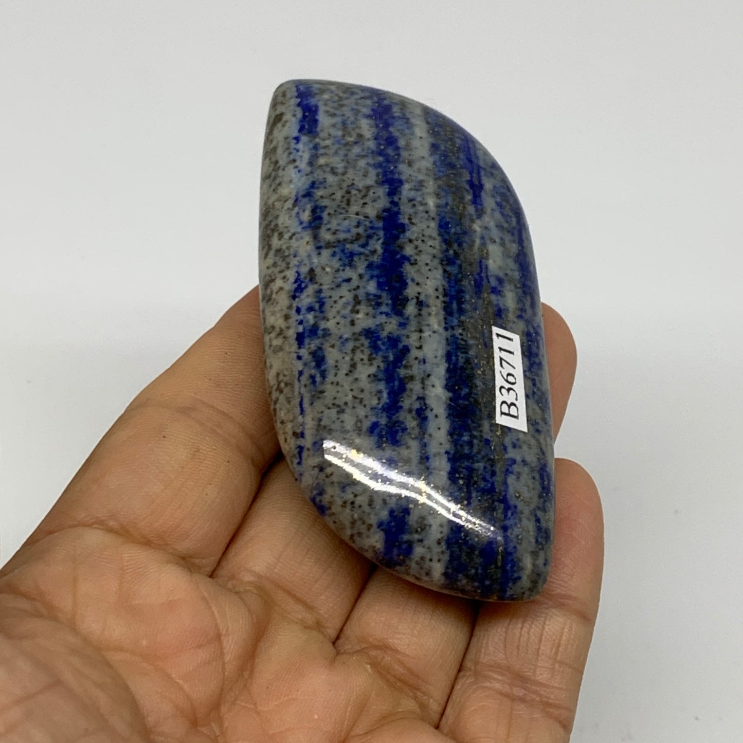 109.9g, 3.1"x1.5"x0.9", Natural Lapis Lazuli Palm Stone @Afghanistan, B36711