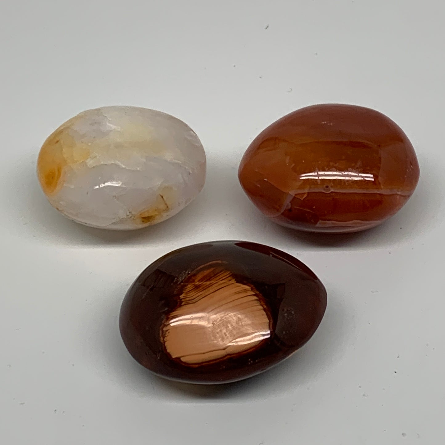 218g, 1.8"-2", 3pcs, Red Carnelian Palm-Stone Gem Crystal Polished, B37617