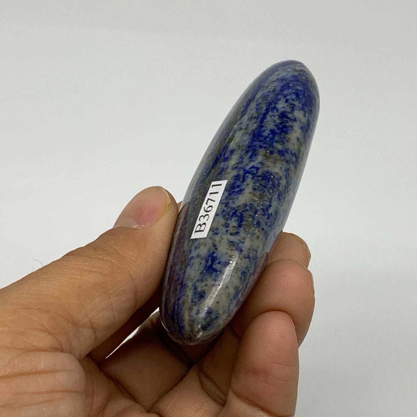 109.9g, 3.1"x1.5"x0.9", Natural Lapis Lazuli Palm Stone @Afghanistan, B36711