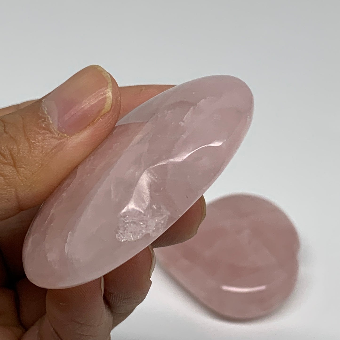 135g, 2"-2.1", 2pcs,  Rose Quartz Heart Healing Crystal @Madagascar, B34580