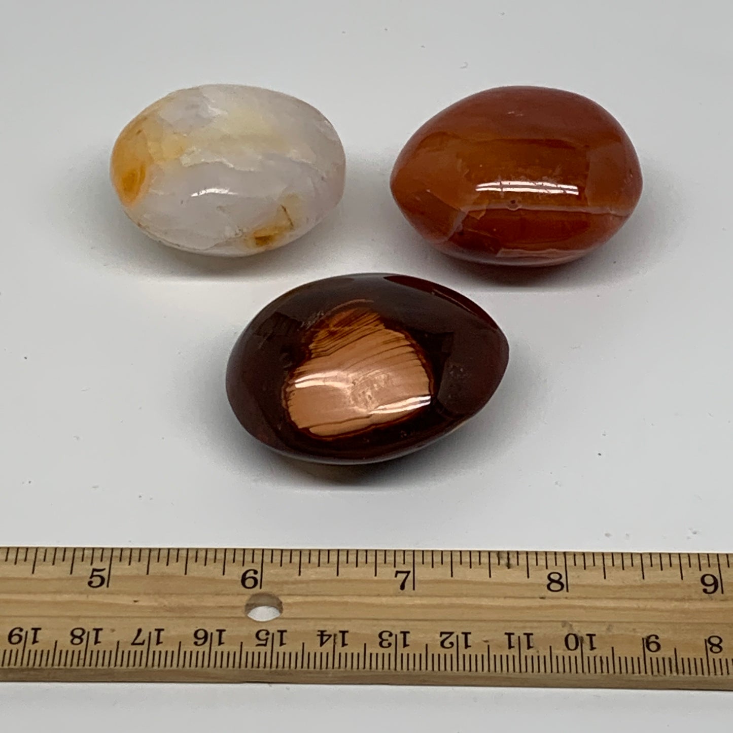 218g, 1.8"-2", 3pcs, Red Carnelian Palm-Stone Gem Crystal Polished, B37617