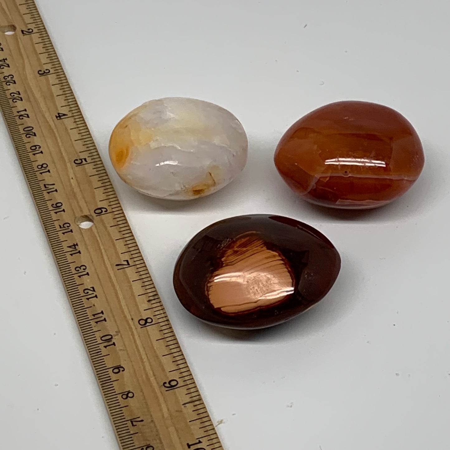 218g, 1.8"-2", 3pcs, Red Carnelian Palm-Stone Gem Crystal Polished, B37617