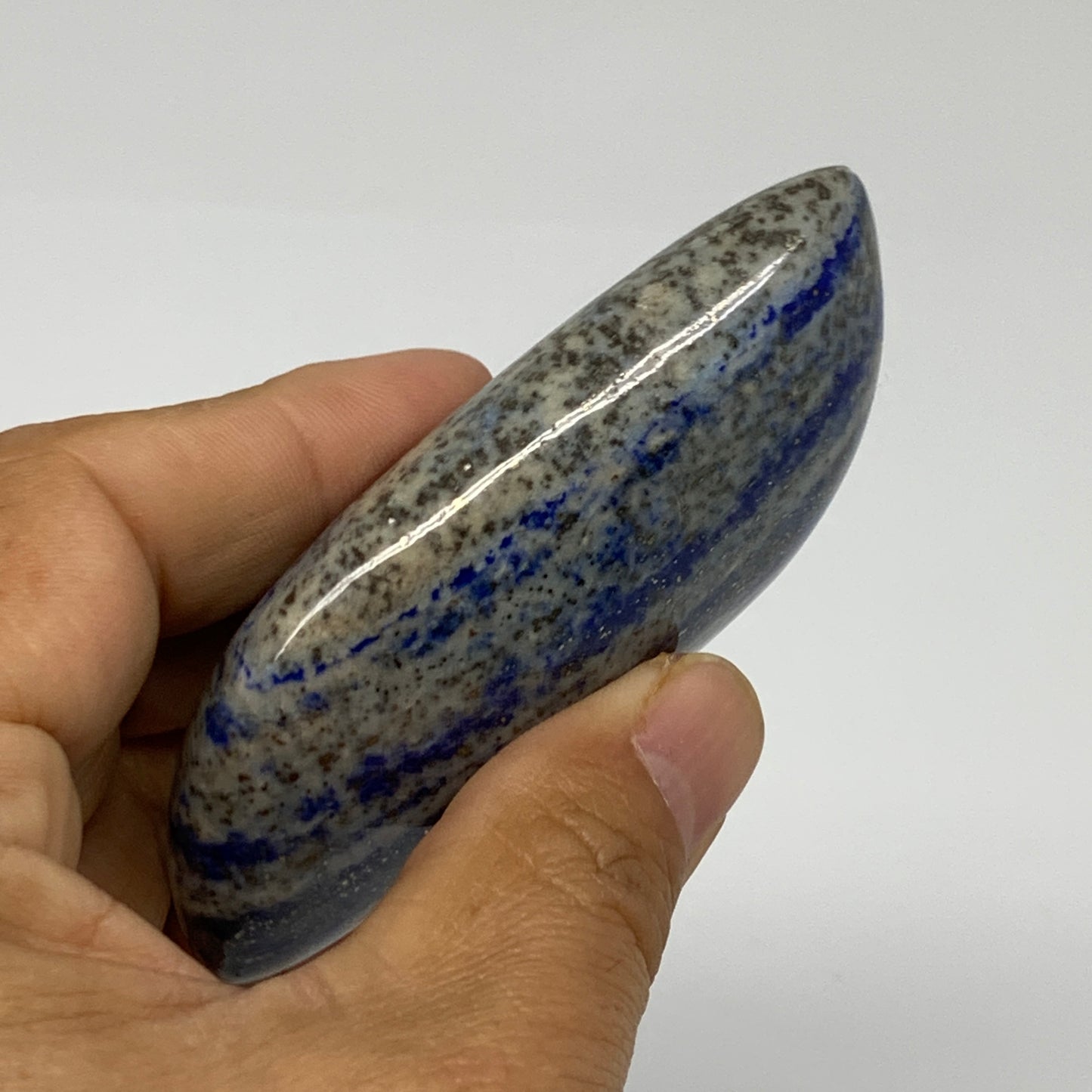 109.9g, 3.1"x1.5"x0.9", Natural Lapis Lazuli Palm Stone @Afghanistan, B36711