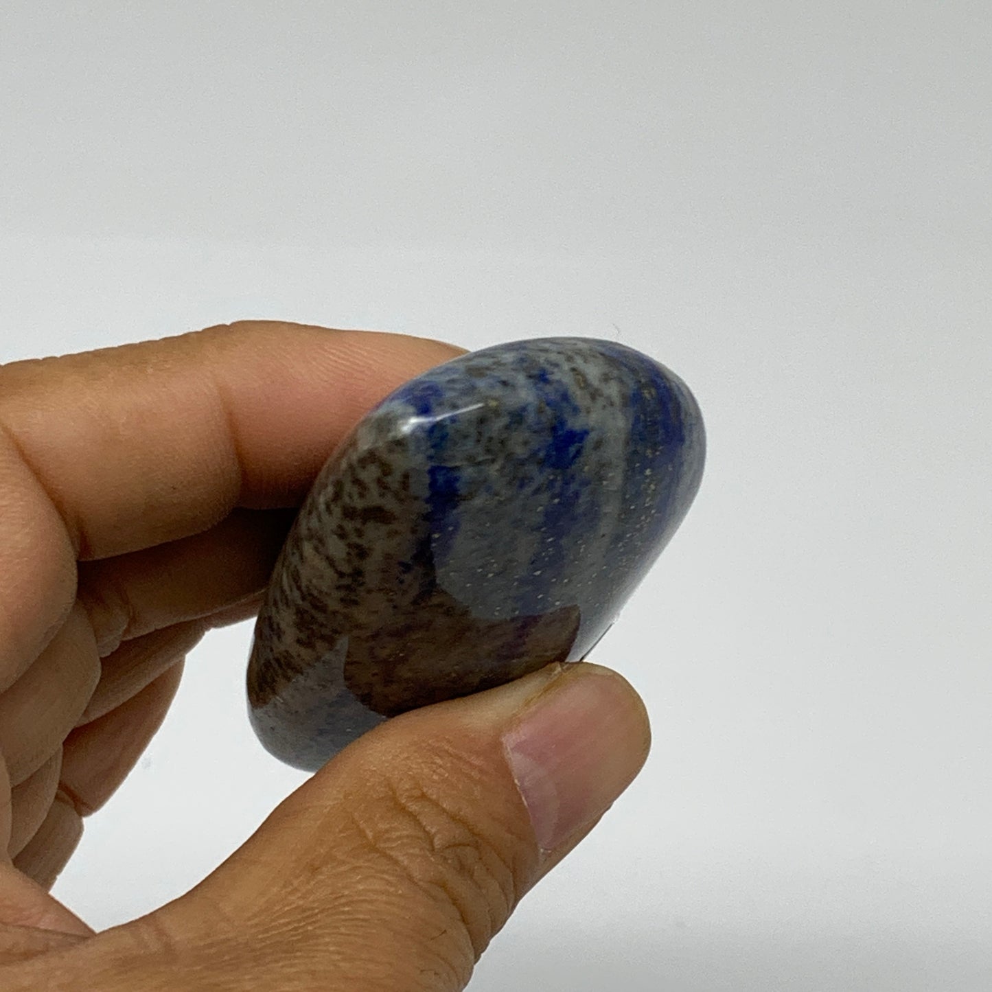 109.9g, 3.1"x1.5"x0.9", Natural Lapis Lazuli Palm Stone @Afghanistan, B36711