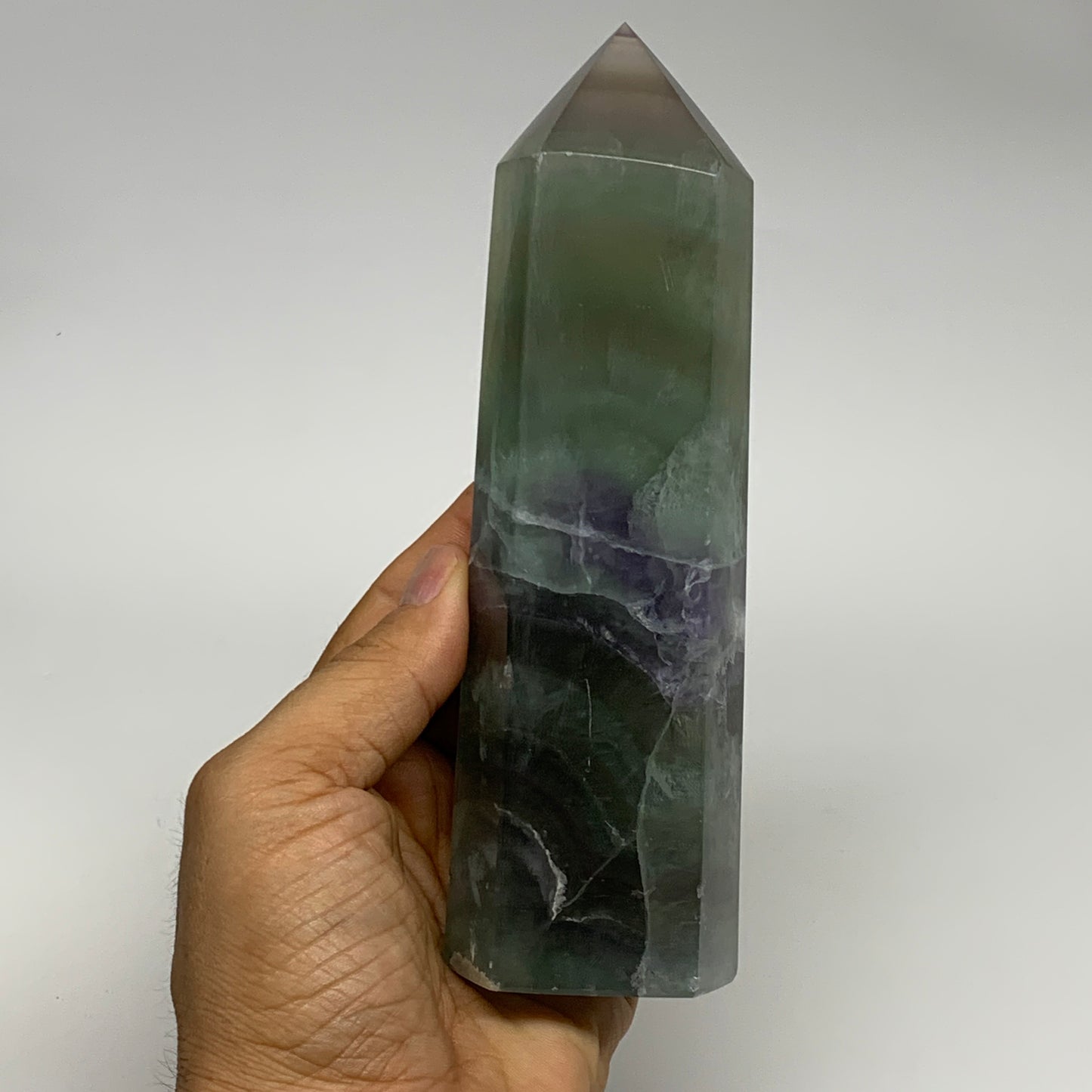 1.42 lbs, 6.5"x1.9"x1.4" Natural Fluorite Tower Obelisk Point Crystal, B29672