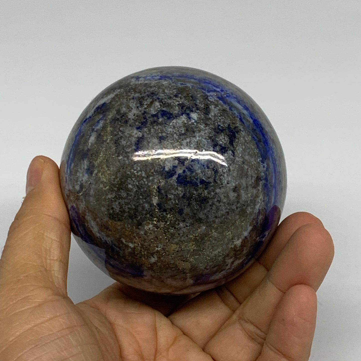1.41 lbs, 2.9" (74mm), Lapis Lazuli Sphere Ball Gemstone @Afghanistan, B33225