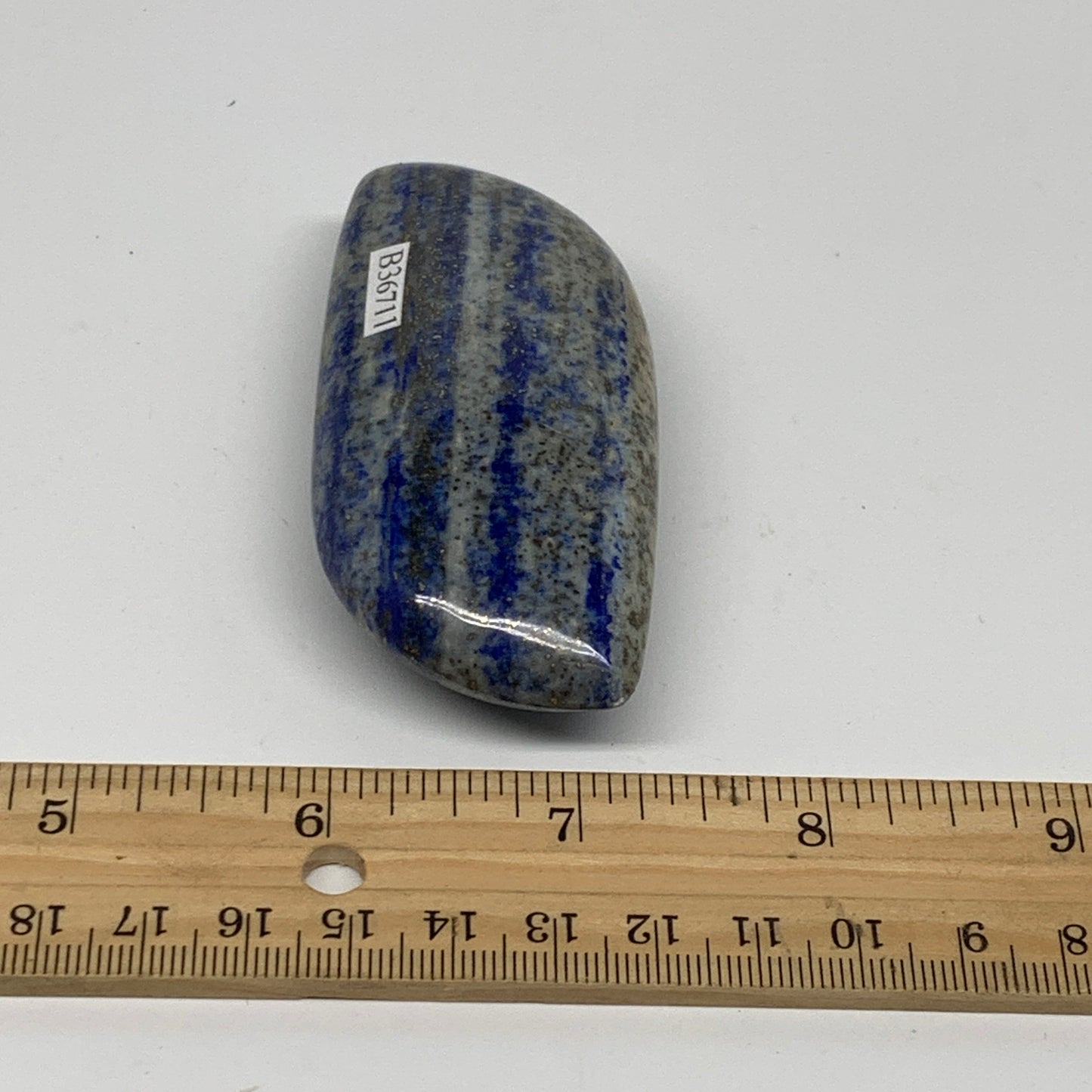 109.9g, 3.1"x1.5"x0.9", Natural Lapis Lazuli Palm Stone @Afghanistan, B36711