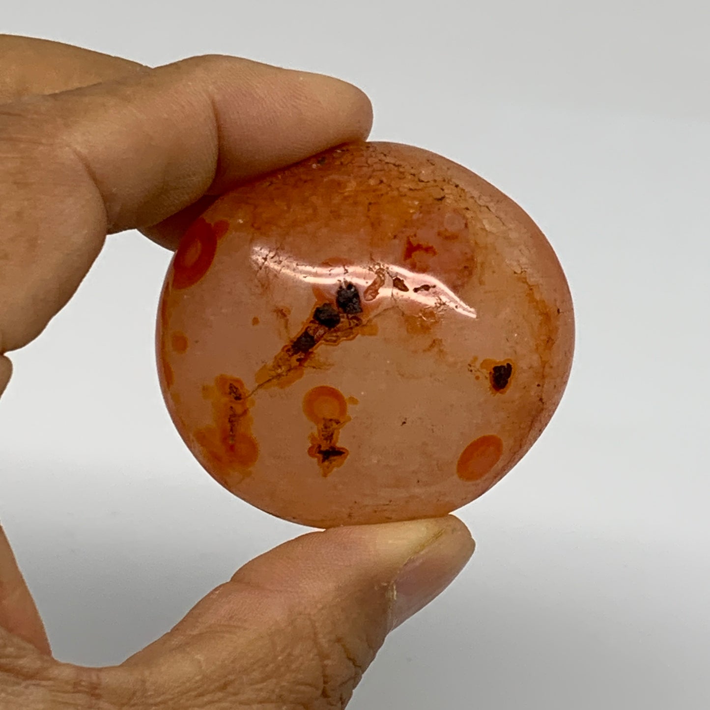 201g, 1.9"-2", 3pcs, Red Carnelian Palm-Stone Gem Crystal Polished, B37618