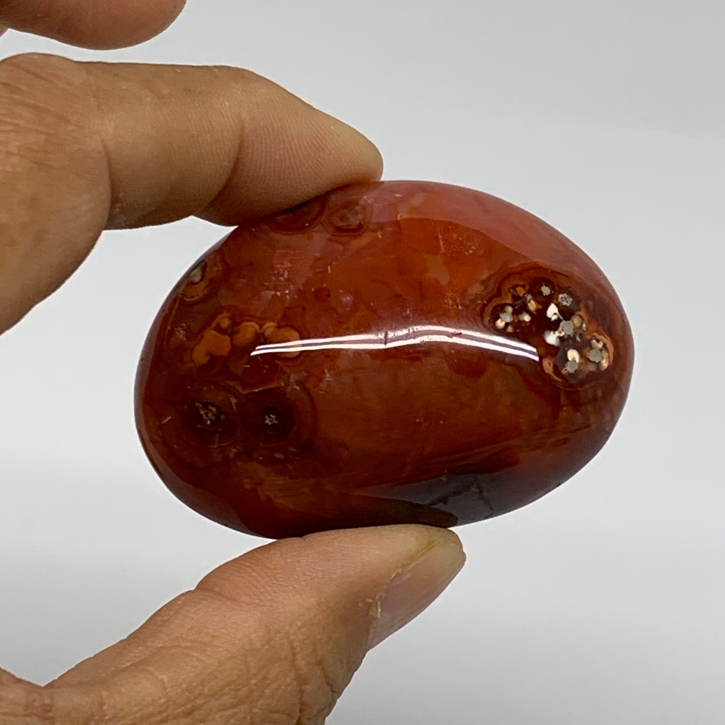 201g, 1.9"-2", 3pcs, Red Carnelian Palm-Stone Gem Crystal Polished, B37618