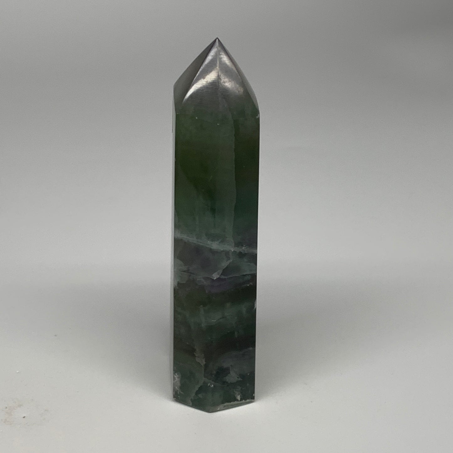 1.42 lbs, 6.5"x1.9"x1.4" Natural Fluorite Tower Obelisk Point Crystal, B29672