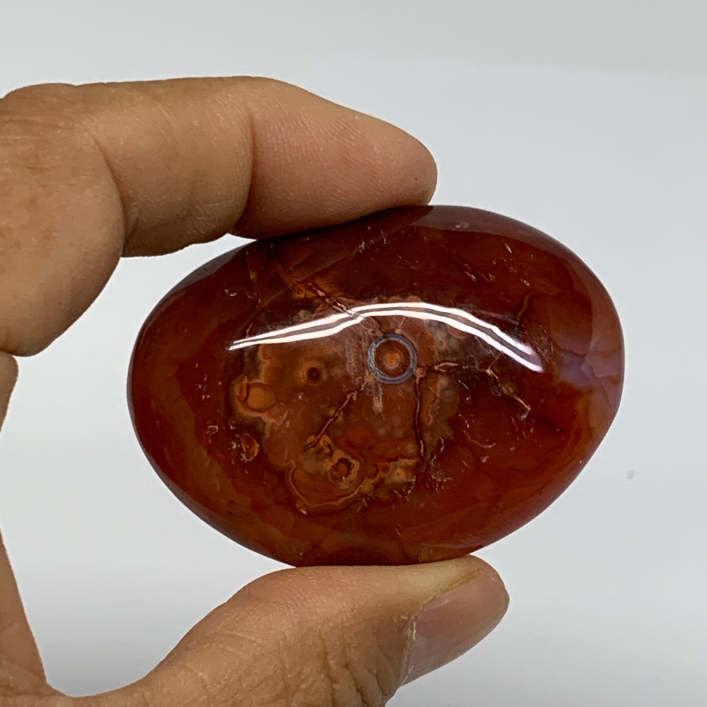 201g, 1.9"-2", 3pcs, Red Carnelian Palm-Stone Gem Crystal Polished, B37618