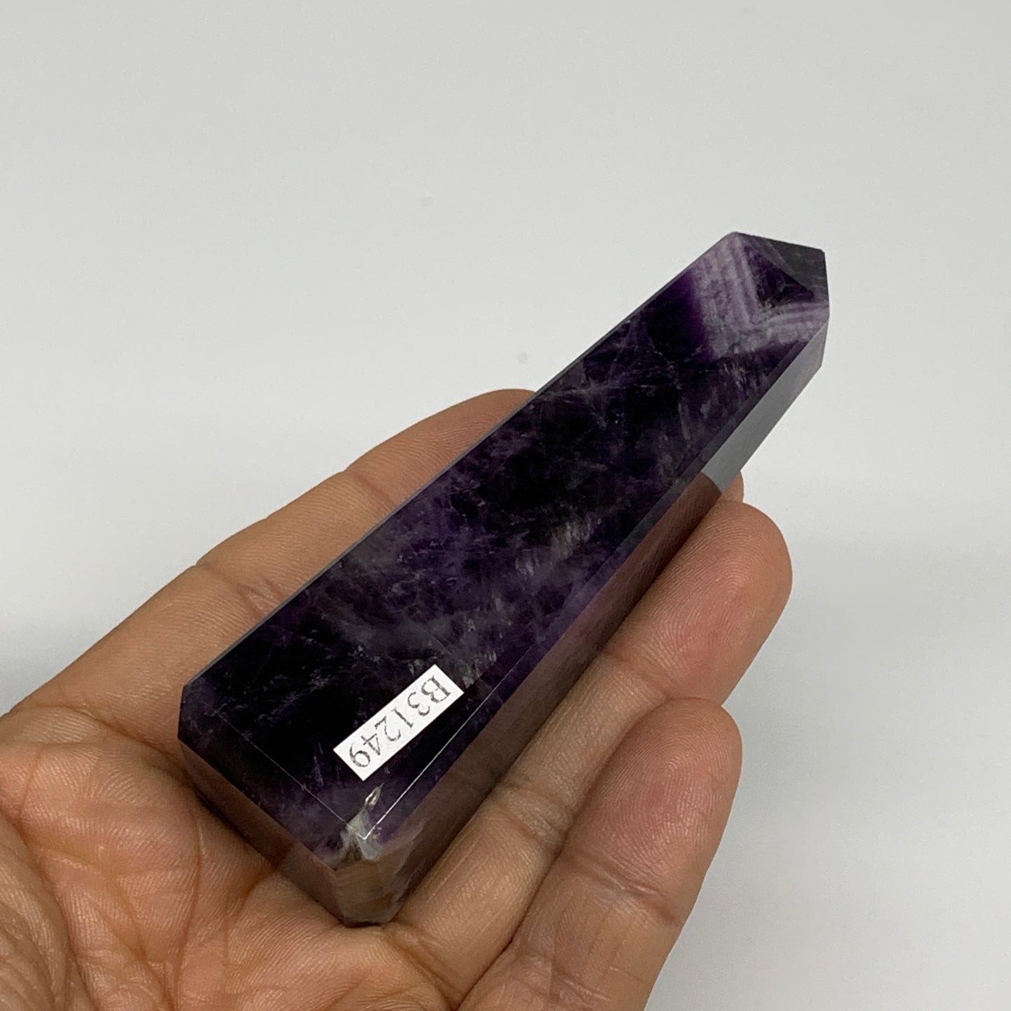 89.3g, 3.5"x1"x1" Natural Amethyst Tower Point Obelisk @Brazil, B31249