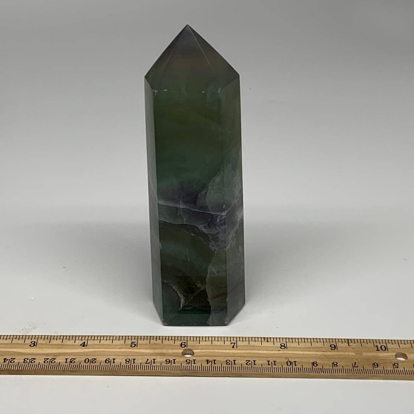1.42 lbs, 6.5"x1.9"x1.4" Natural Fluorite Tower Obelisk Point Crystal, B29672