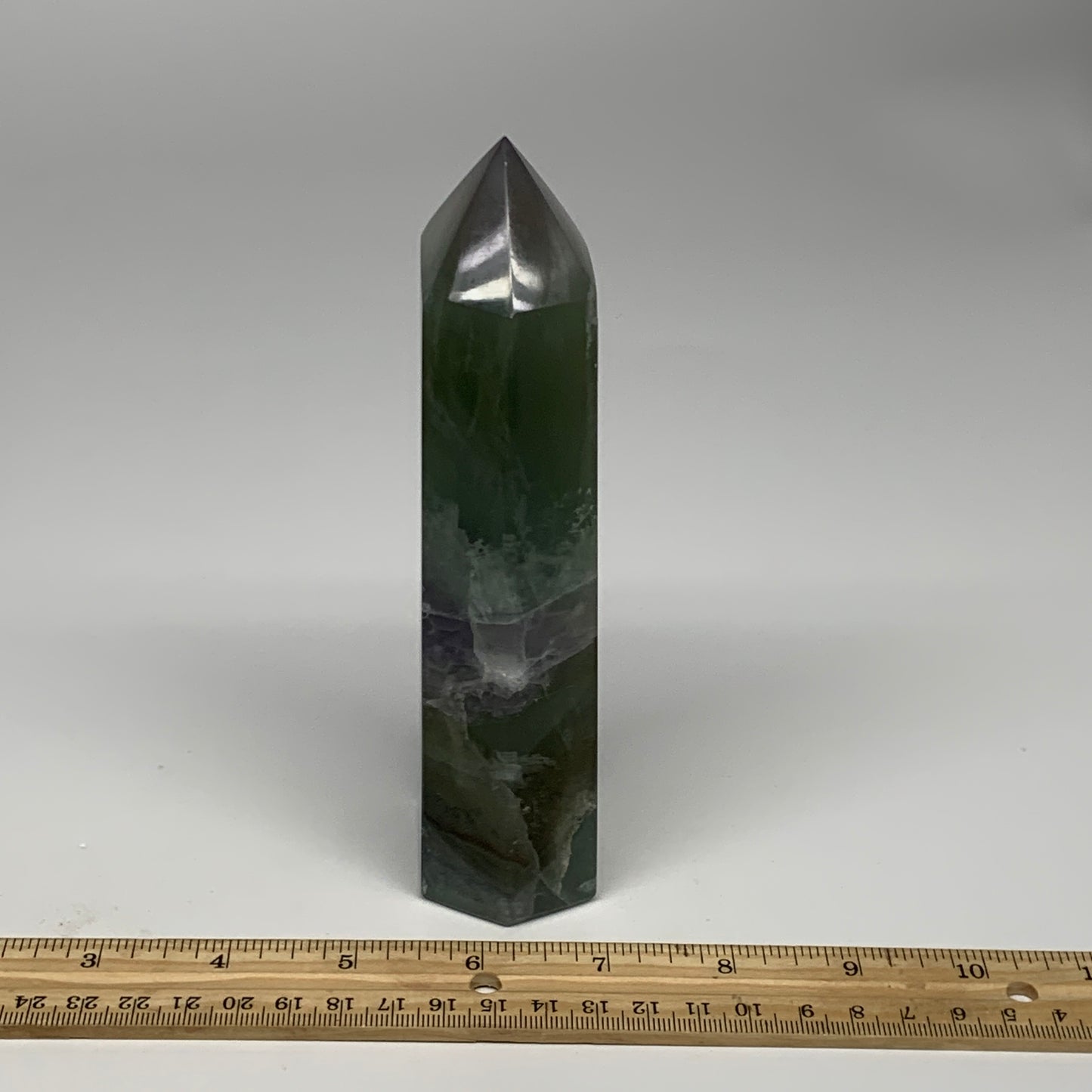 1.42 lbs, 6.5"x1.9"x1.4" Natural Fluorite Tower Obelisk Point Crystal, B29672