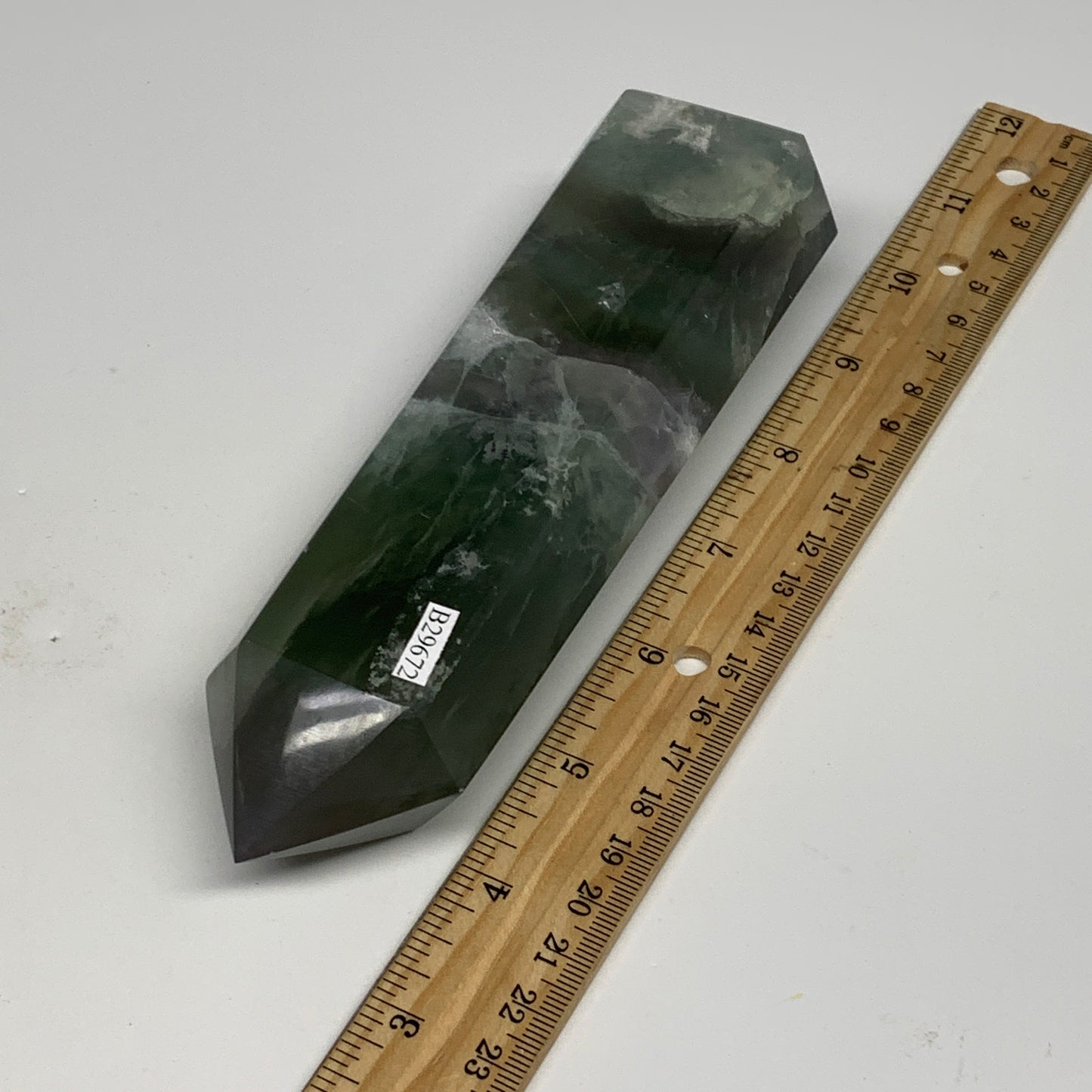 1.42 lbs, 6.5"x1.9"x1.4" Natural Fluorite Tower Obelisk Point Crystal, B29672