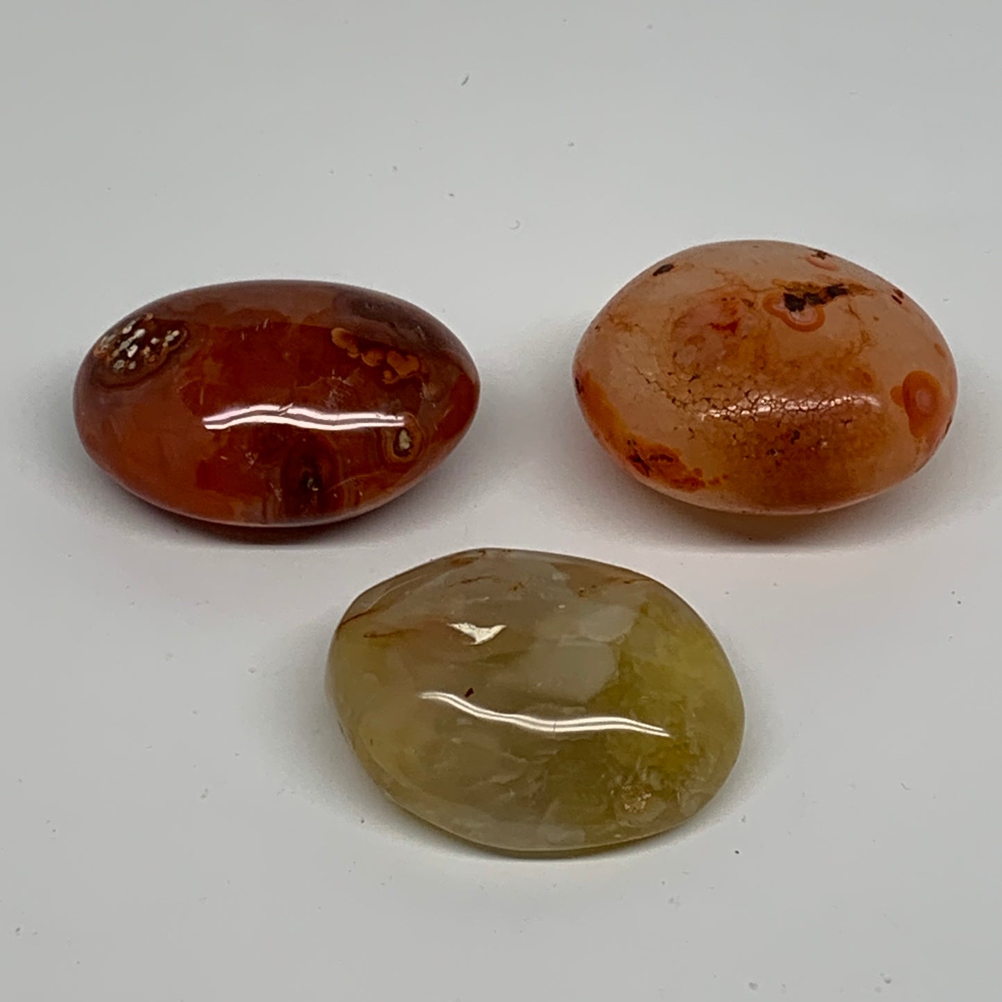 201g, 1.9"-2", 3pcs, Red Carnelian Palm-Stone Gem Crystal Polished, B37618
