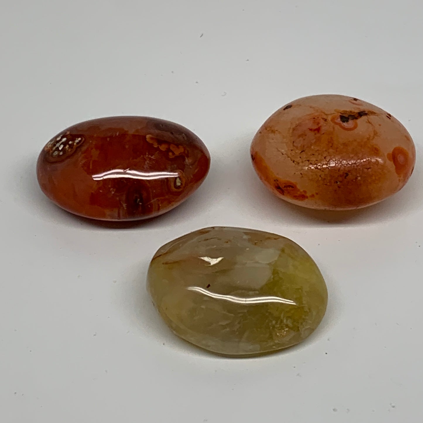201g, 1.9"-2", 3pcs, Red Carnelian Palm-Stone Gem Crystal Polished, B37618