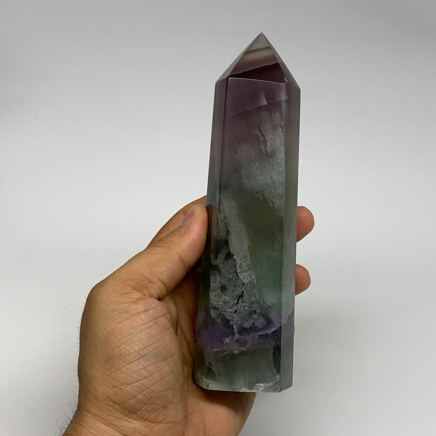 1.12 lbs, 6"x1.6"x1.4" Natural Fluorite Tower Obelisk Point Crystal, B29673