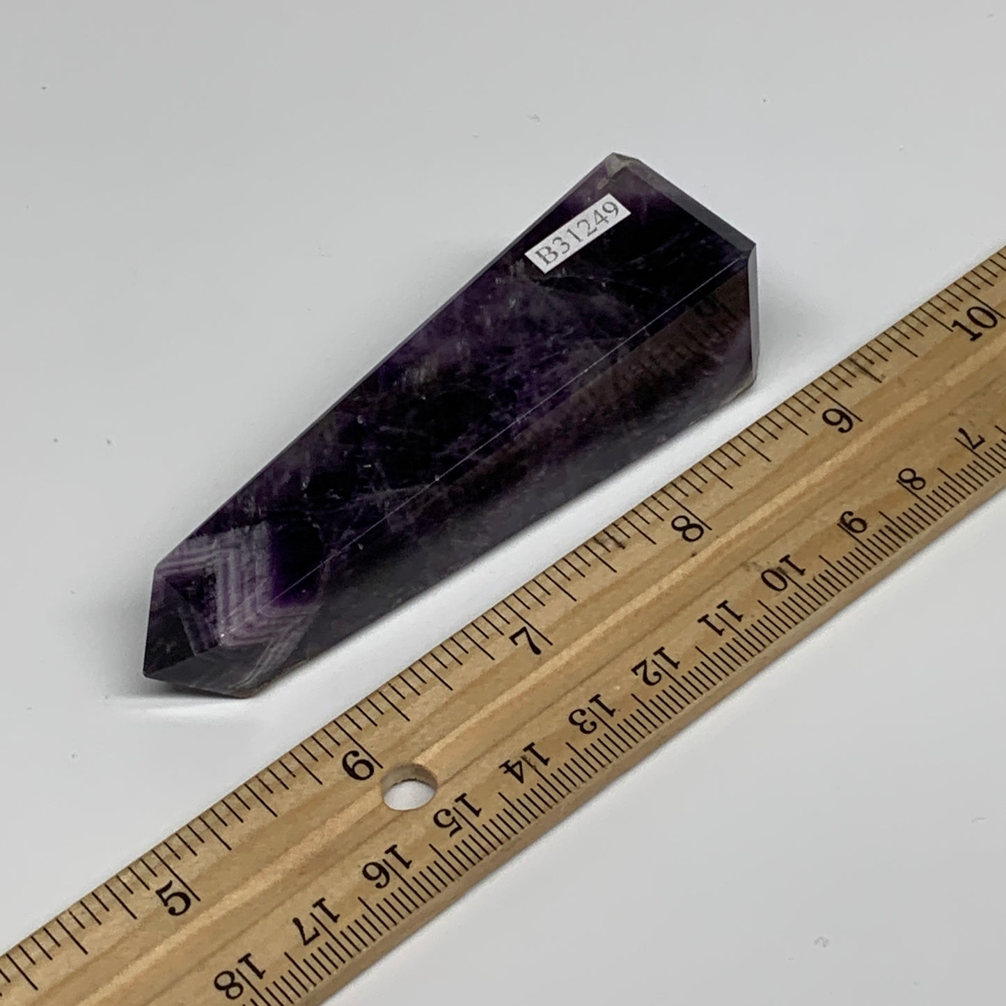 89.3g, 3.5"x1"x1" Natural Amethyst Tower Point Obelisk @Brazil, B31249
