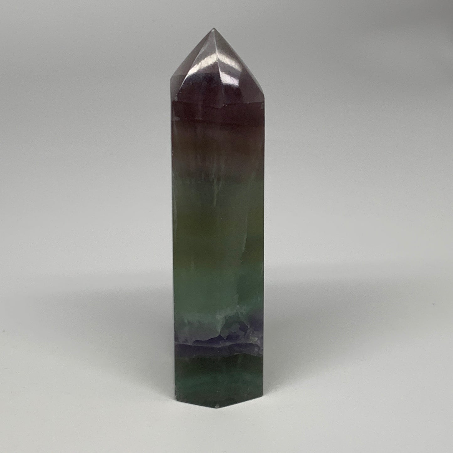 1.12 lbs, 6"x1.6"x1.4" Natural Fluorite Tower Obelisk Point Crystal, B29673