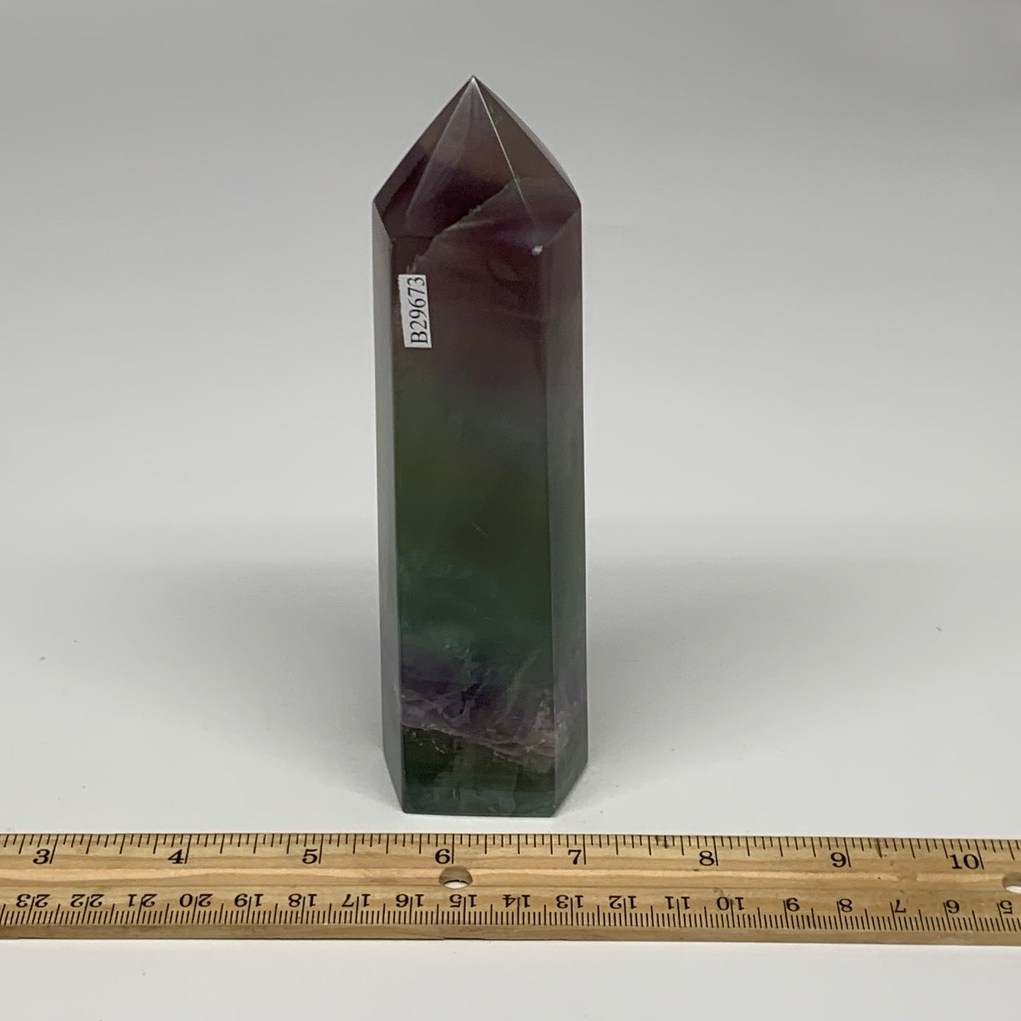 1.12 lbs, 6"x1.6"x1.4" Natural Fluorite Tower Obelisk Point Crystal, B29673