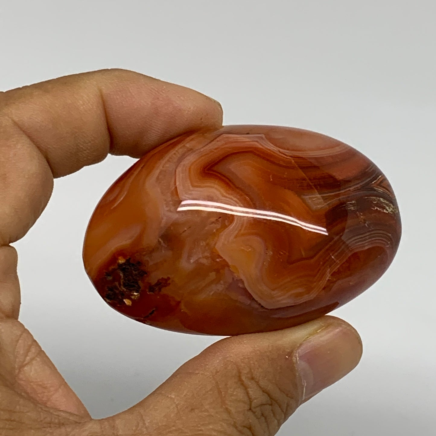 177.8g, 2.2"-2.3", 2pcs, Red Carnelian Palm-Stone Gem Crystal Polished, B37619